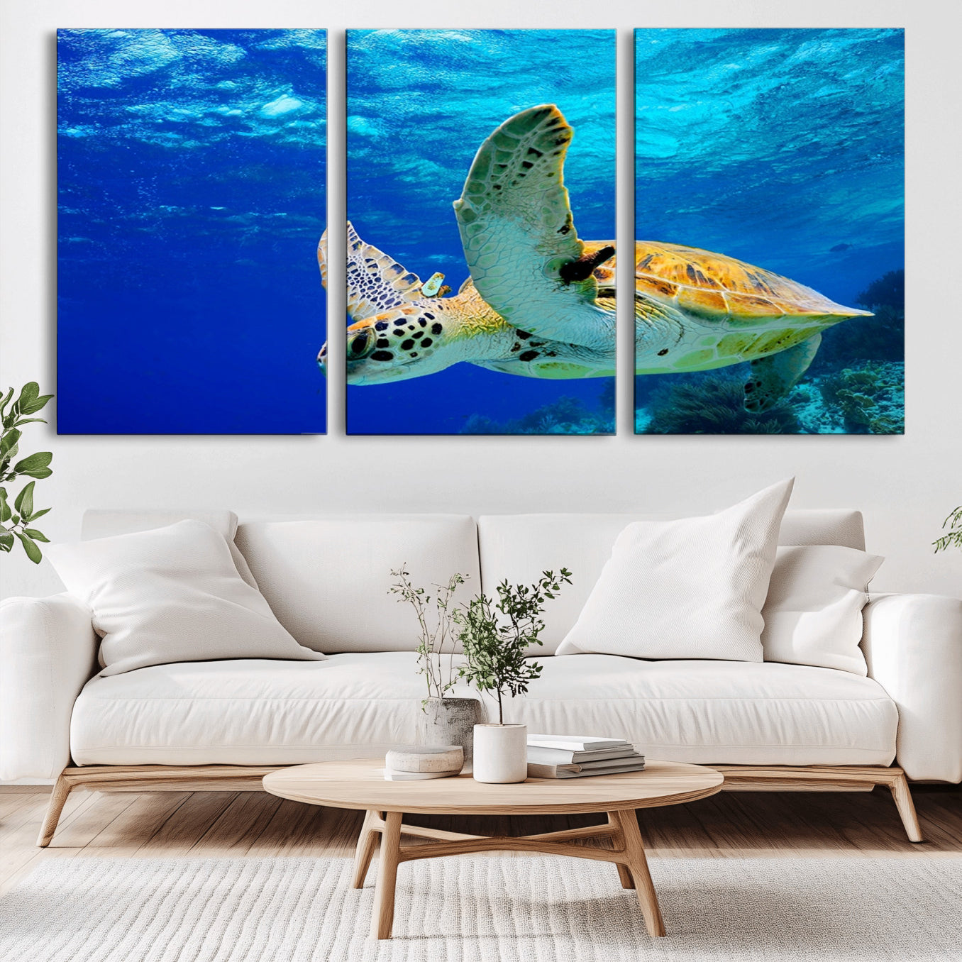 -Sea Turtle Wall Art Canvas Print, Sea life in the Ocean Wall Art Printing