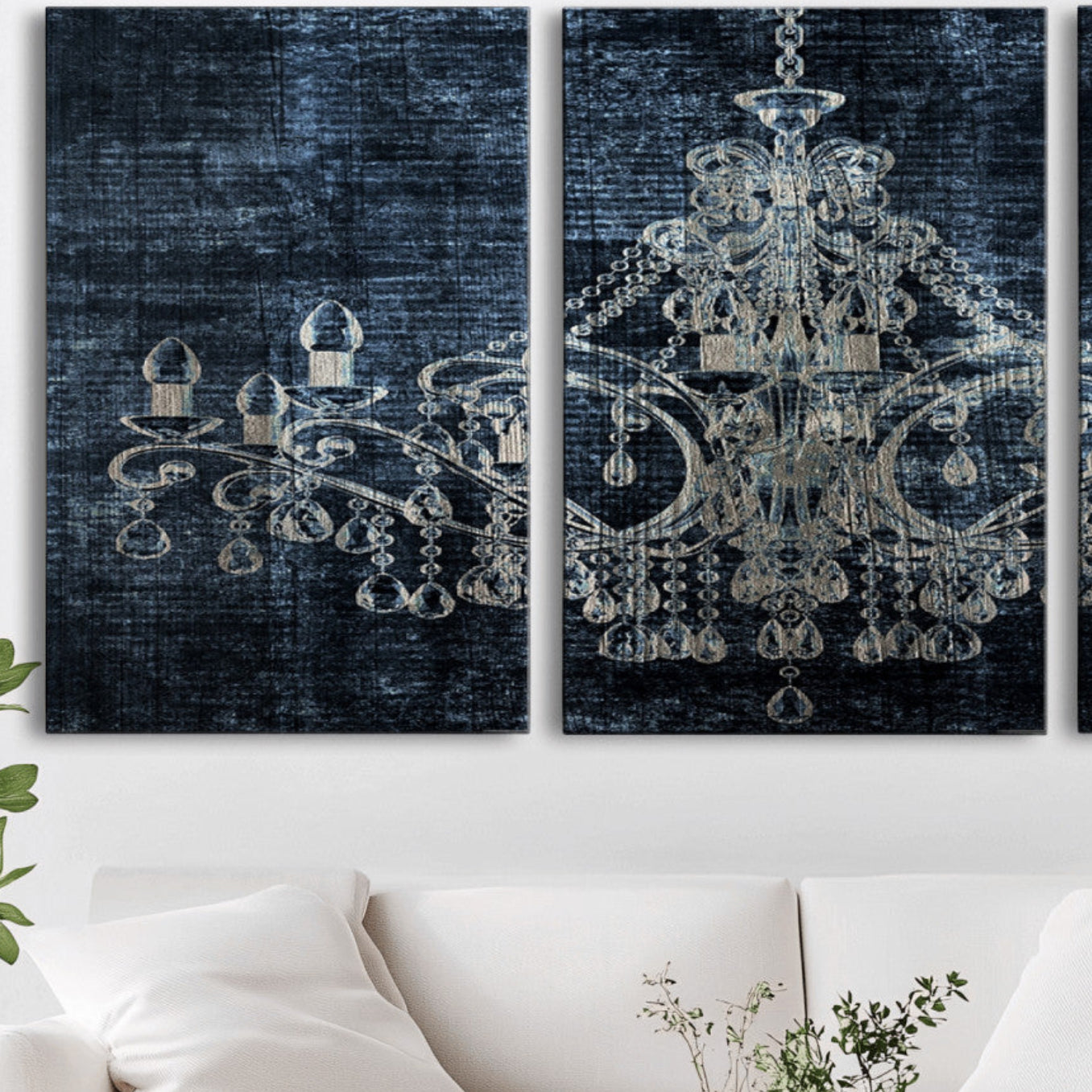 MGV-CV-60X30-3P - Dark Chandelier Wall Art Canvas Print