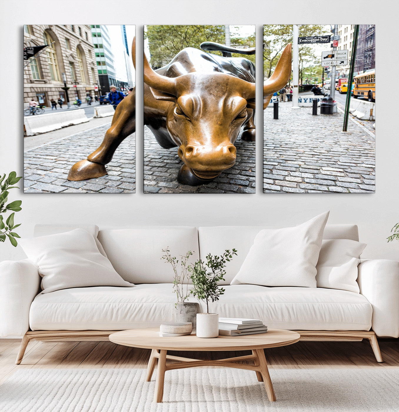 -Charging Bull Wall Art Canvas Print