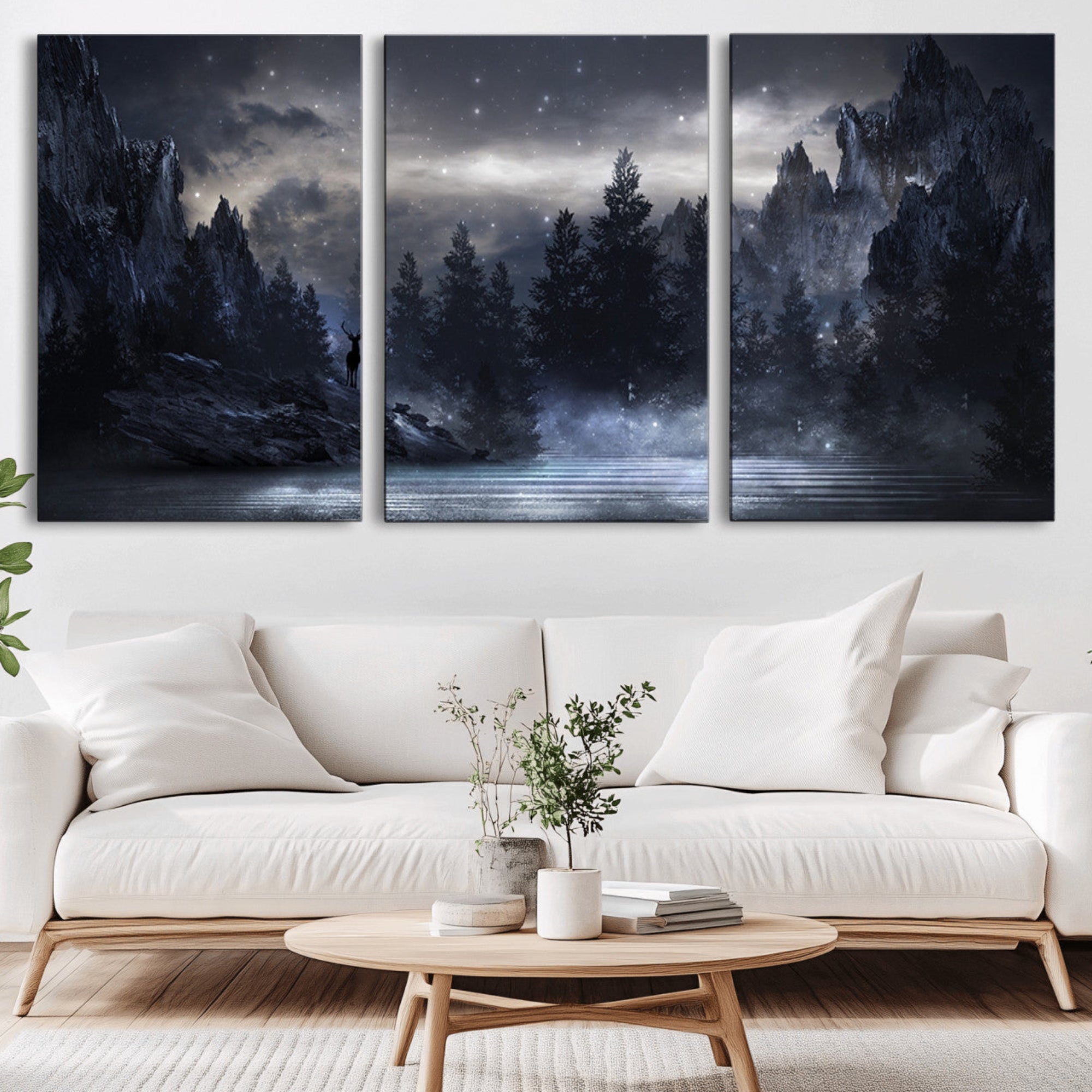 55385-MGV-CV-36X24-Night Landscape and Trees Wall Art Canvas Print