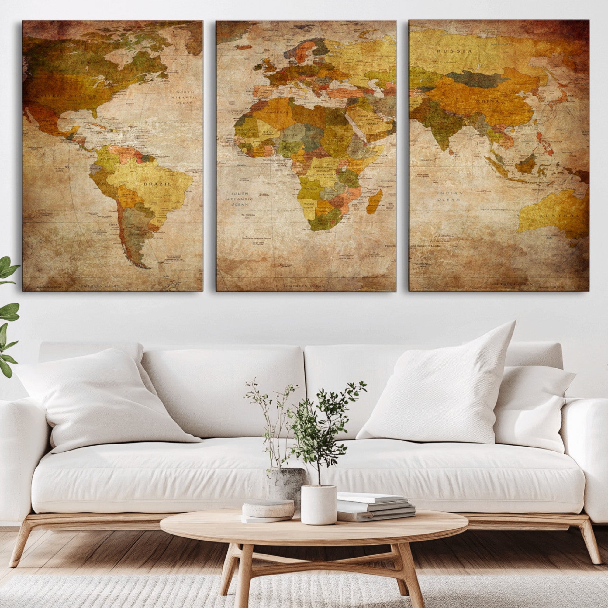 73515-MGV-CV-36X24-Push Pin World Map Canvas Print – Travel Tracker Wall Art for Couples, Perfect Anniversary Gift for Home or Office Decor