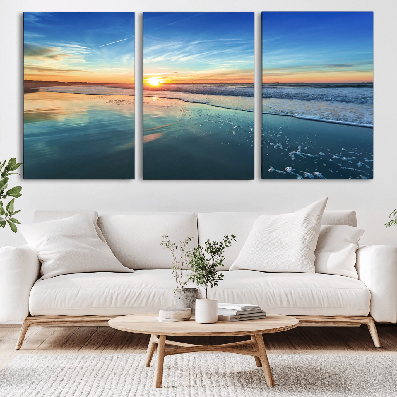 -Blue Sky and Beach Wall Art Canvas Print