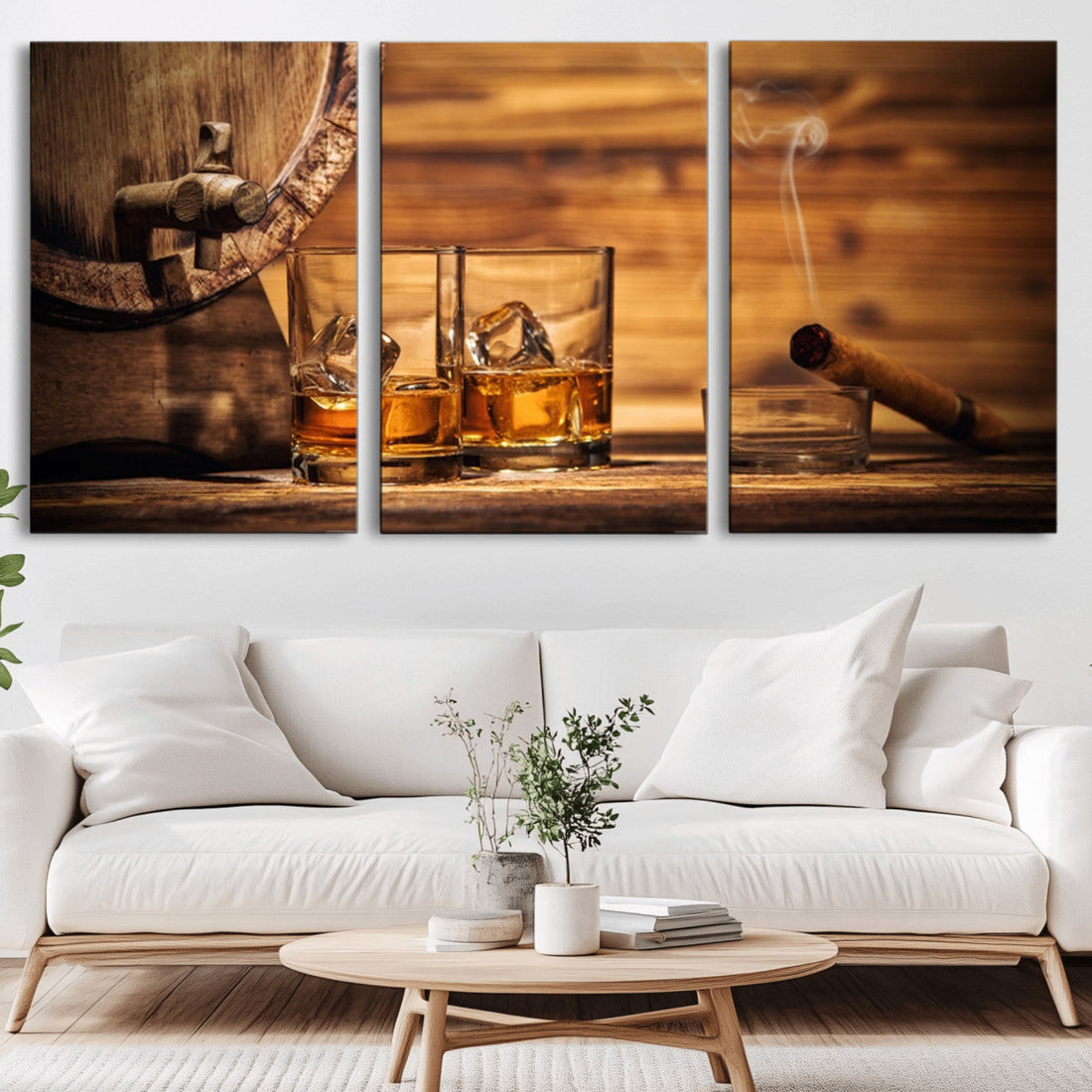 Rustic Whiskey and Barrel Canvas Print