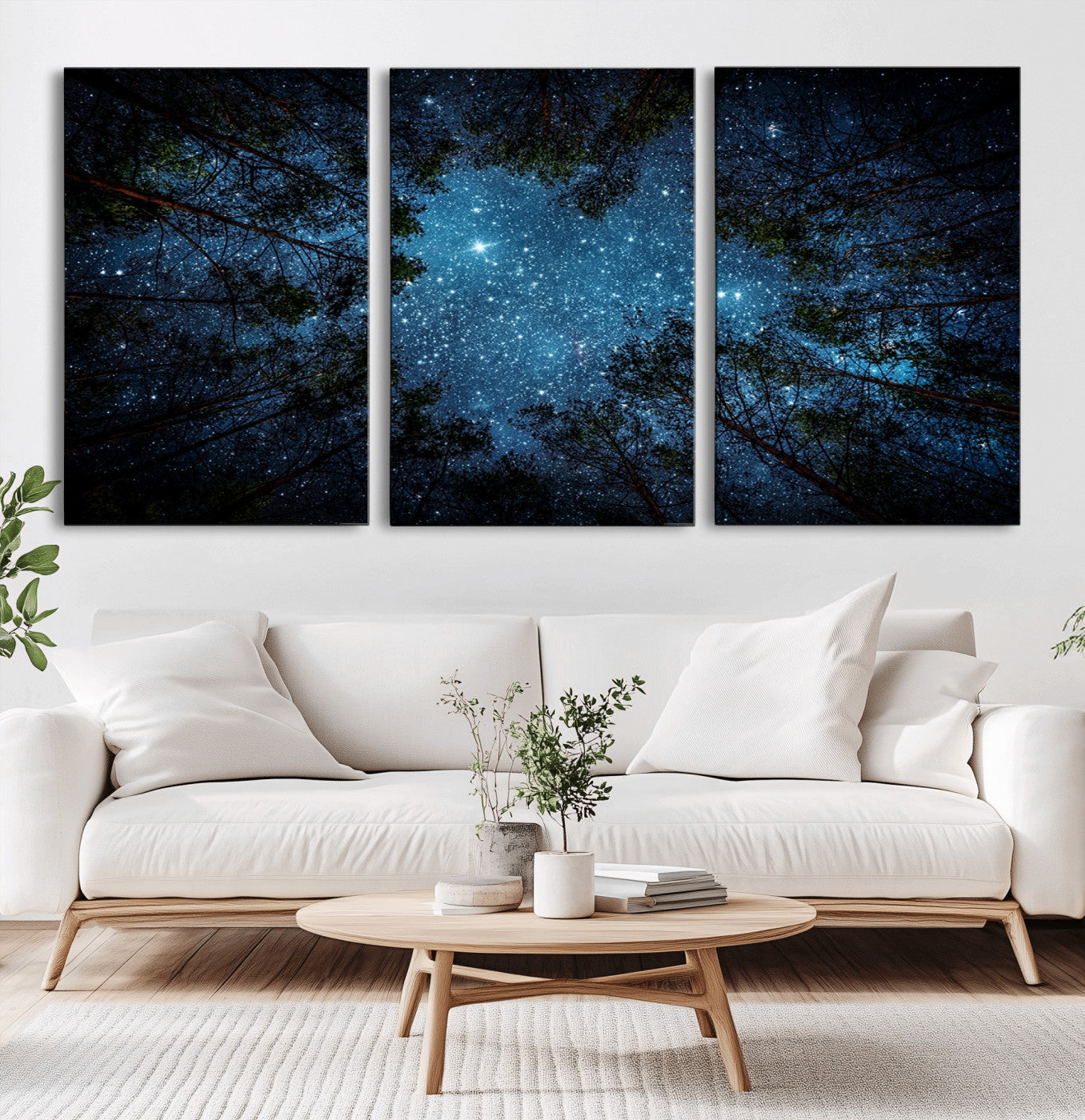 -Forest and Stars Wall Art Canvas Print