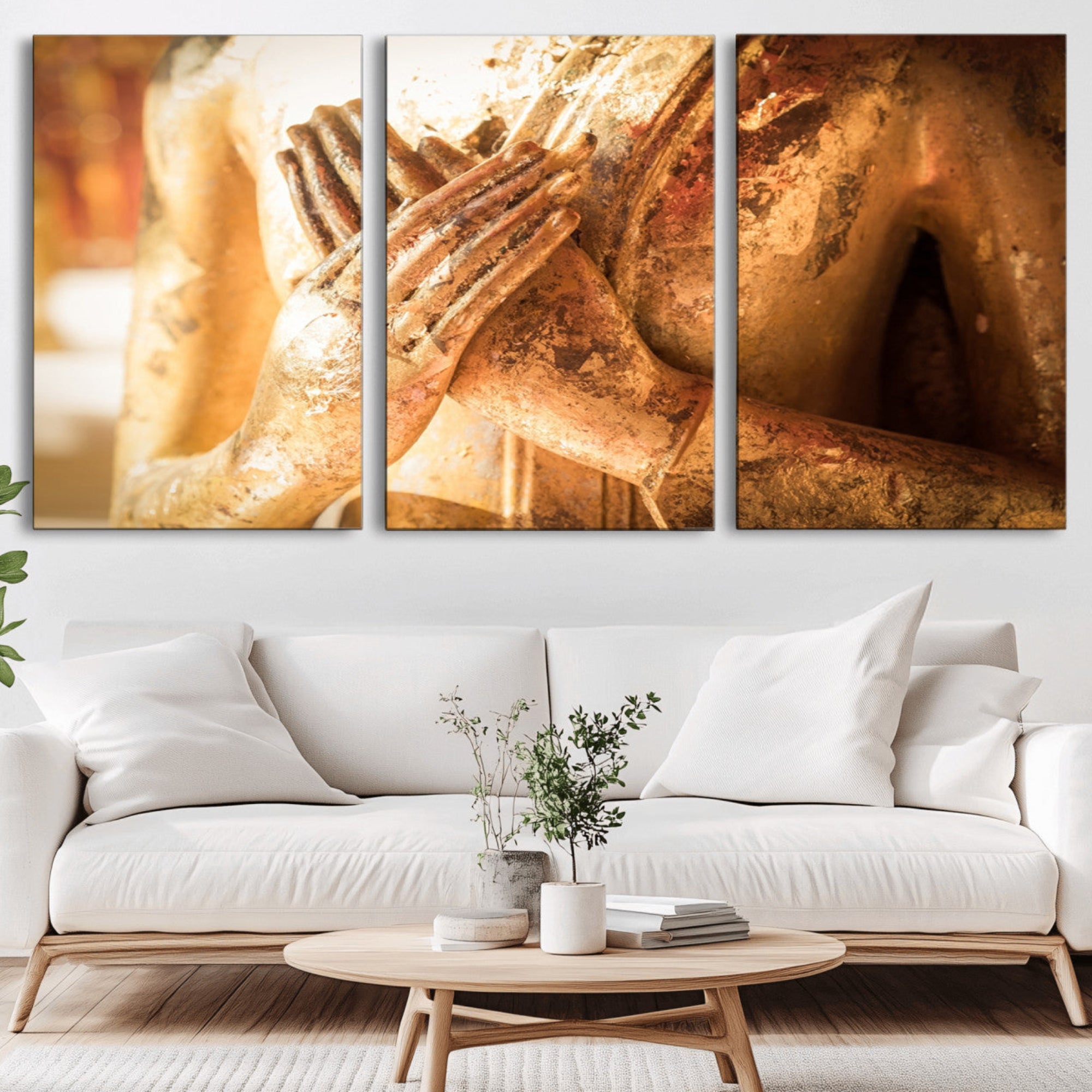 87005-MGV-CV-36X24-Buddha Statue Hands Wall Art Canvas Print