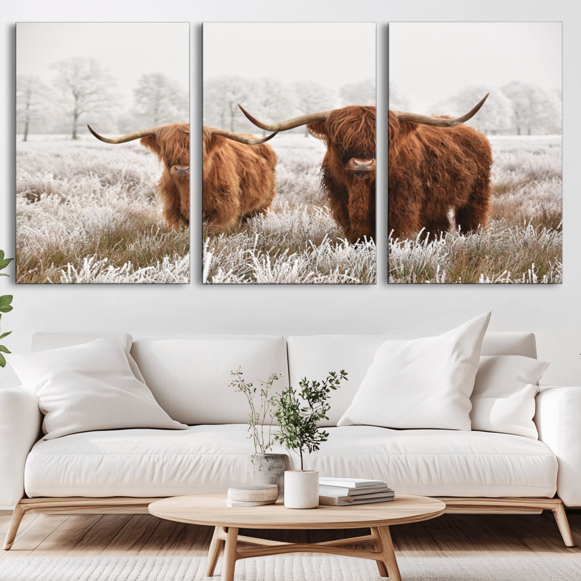 60379-MGV-CV-36X24-Longhorn Cattle Wall Art Canvas Print, Framed Farmhouse Style Art Picture Print, Rustic Cow Perfect Rustic Farmhouse Decor Artwork