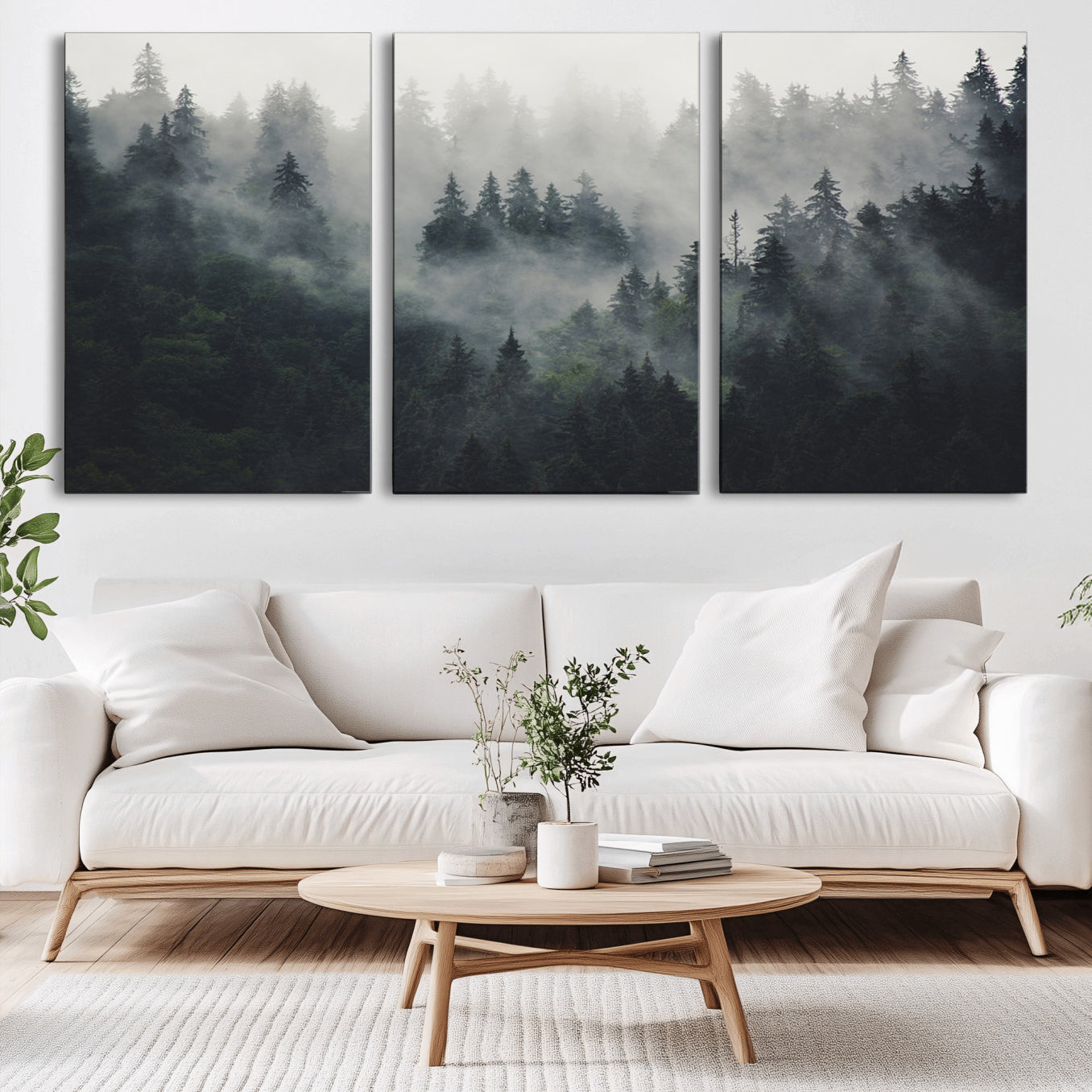 74938-MGV-CV-36X24-Nature Wall Decor - Serene Triptych Nature Print – Woodland Landscape Decor for Living Room or