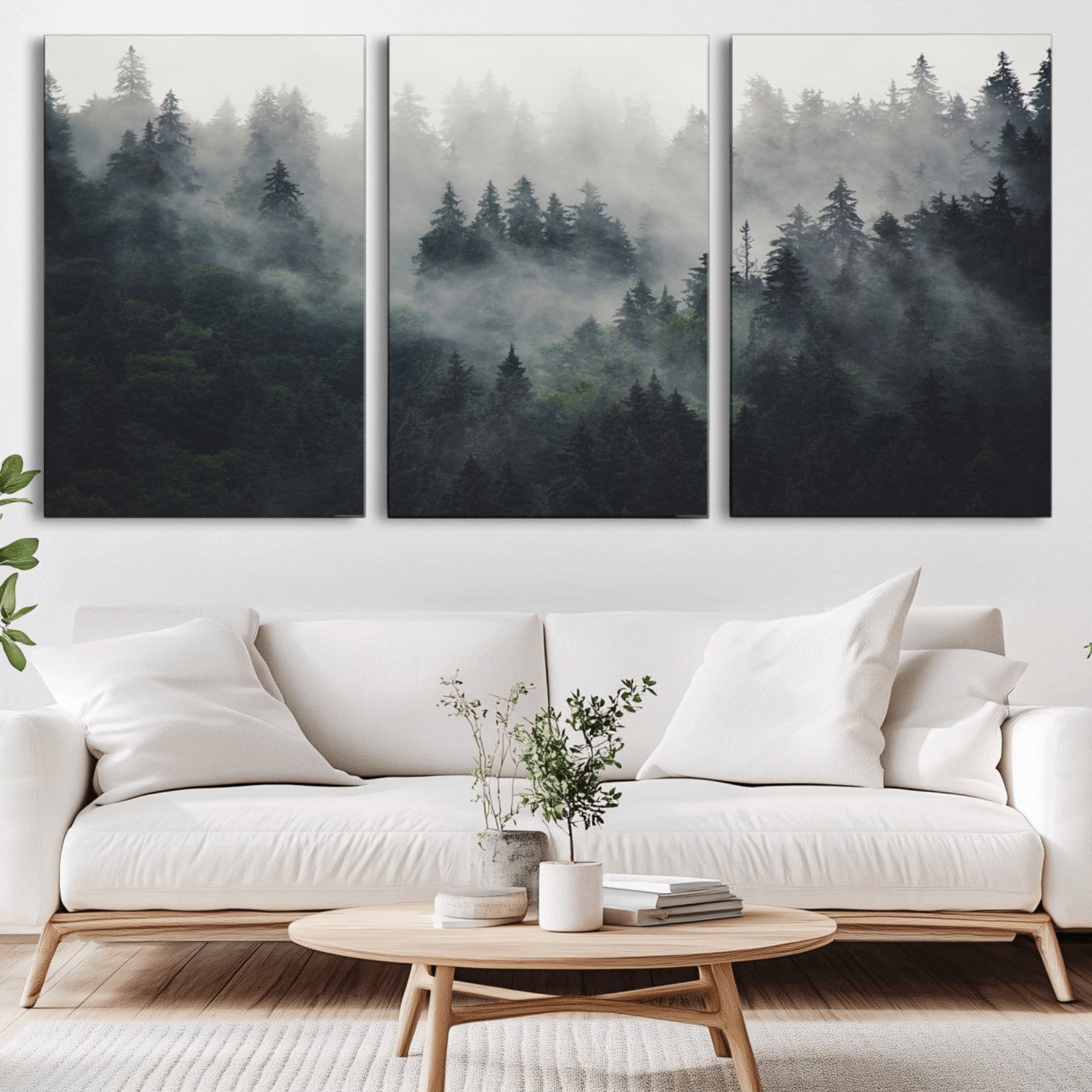 74938-MGV-CV-36X24-Nature Wall Decor - Serene Triptych Nature Print – Woodland Landscape Decor for Living Room or