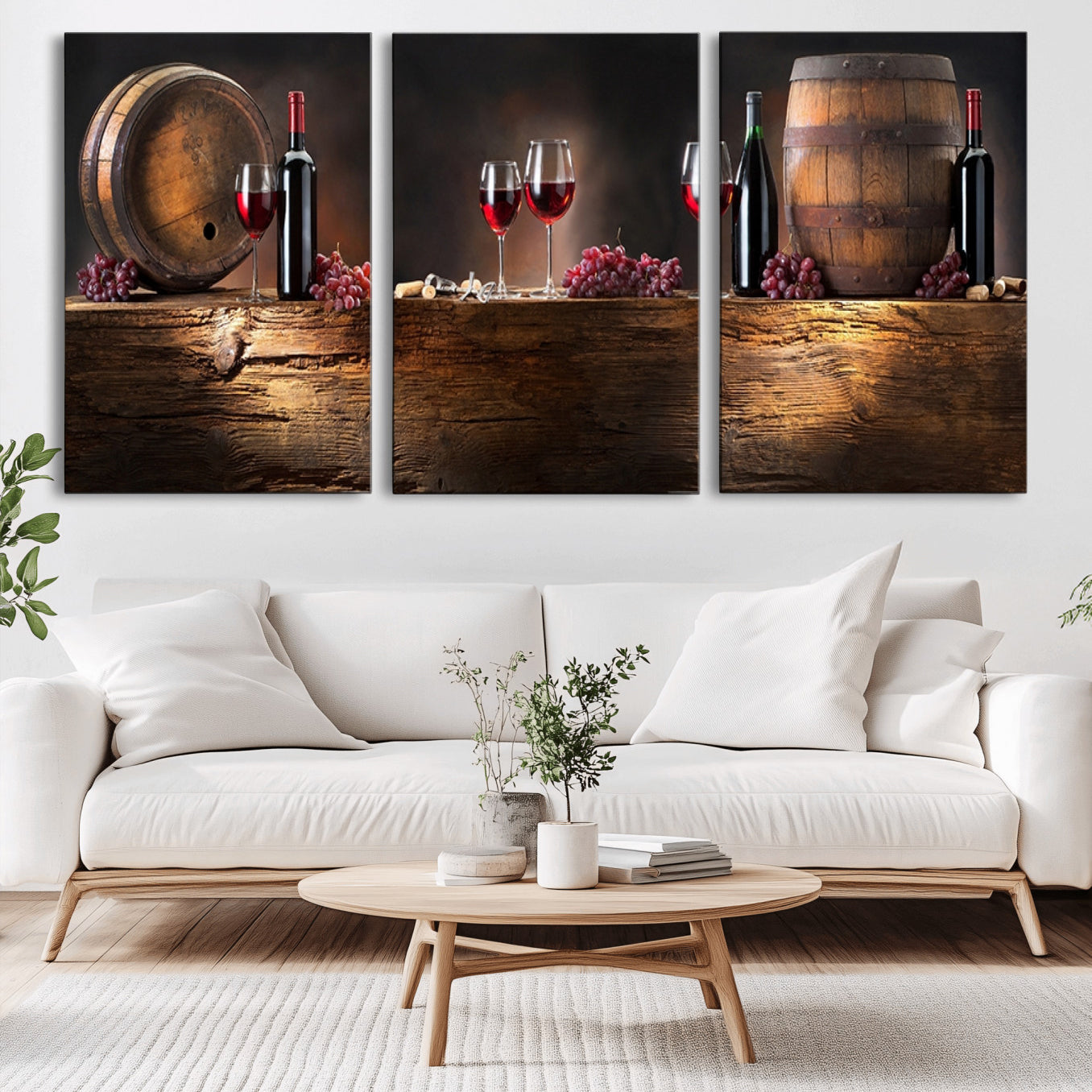 -Wine and Barrels Wall Art Canvas Print