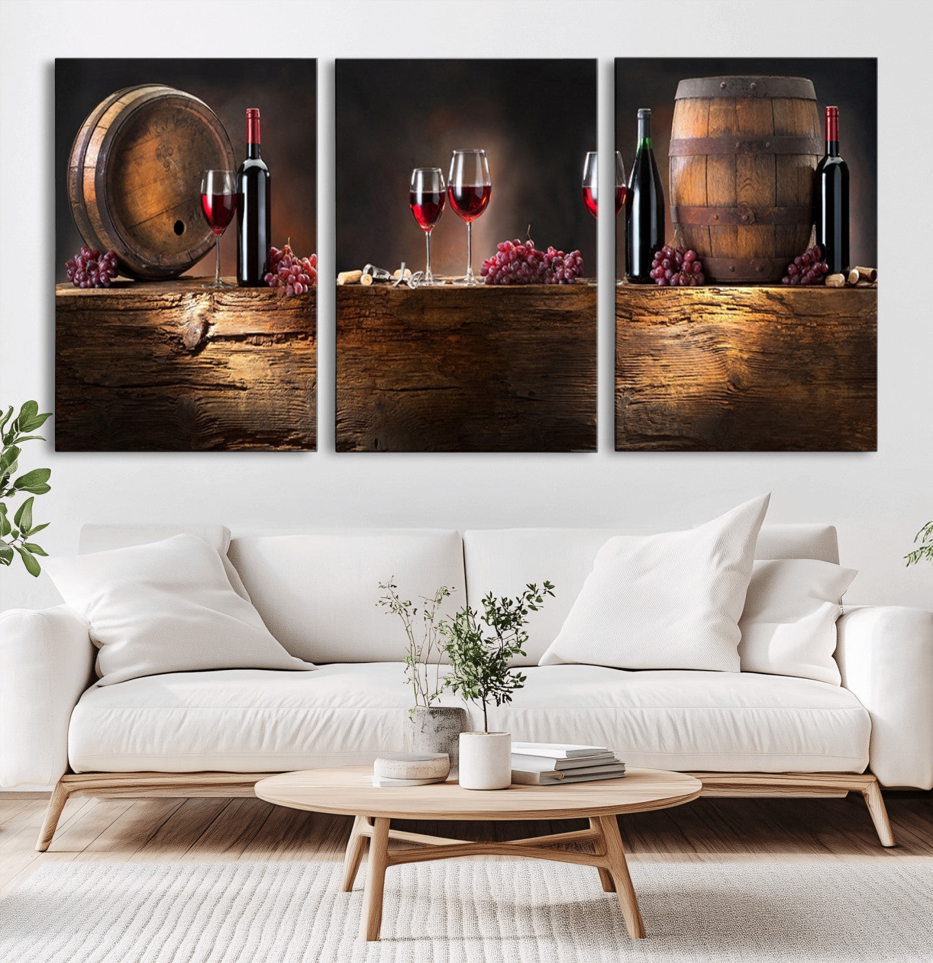 -Wine and Barrels Wall Art Canvas Print