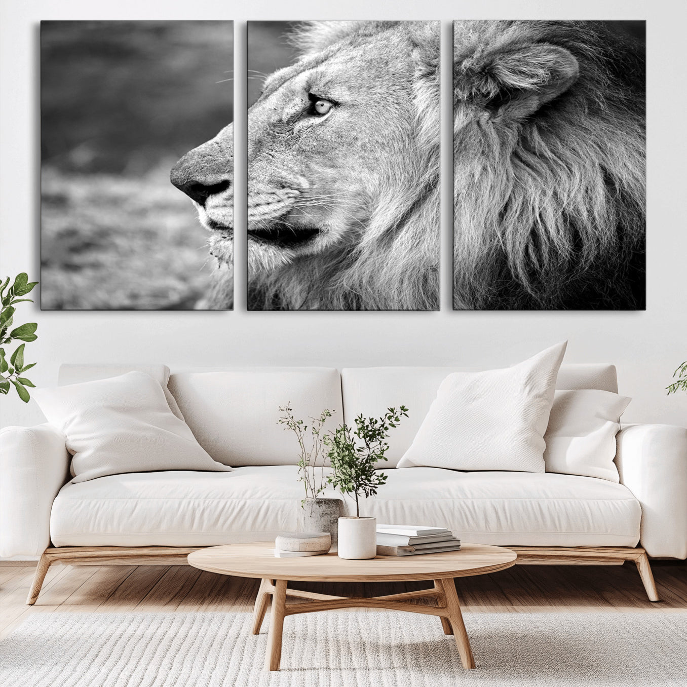 -African Lion Wall Art Canvas Print – Majestic Wildlife Portrait Artwork for Home, Office, Living Room, Guest Room