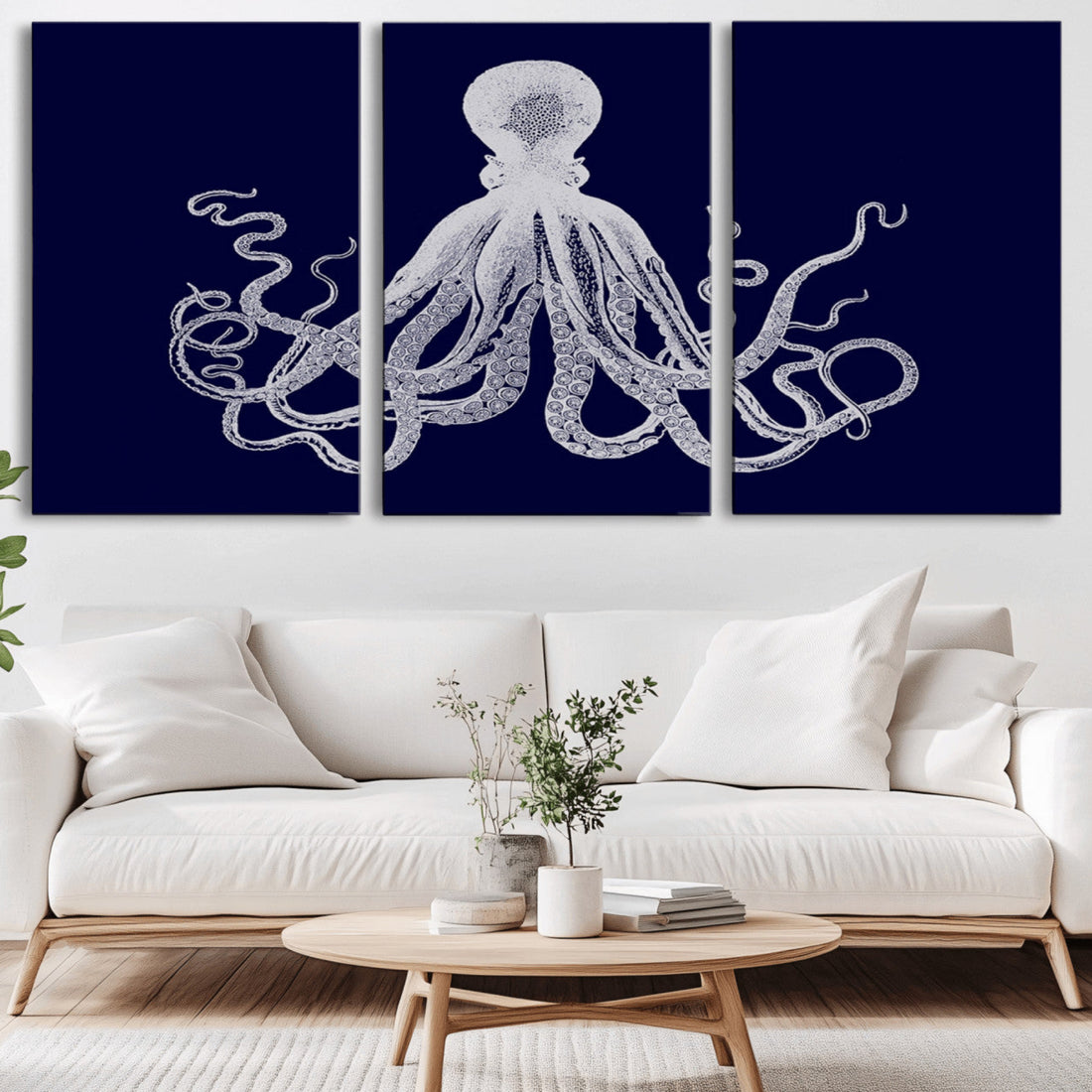Blue Octopus Wall Art Canvas Print