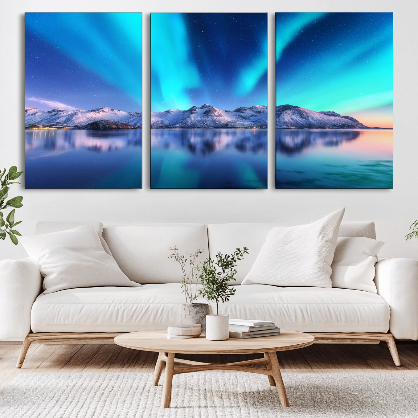-Northern Lights above Mountain Wall Art, Northern Lights Wall Art Canvas Print
