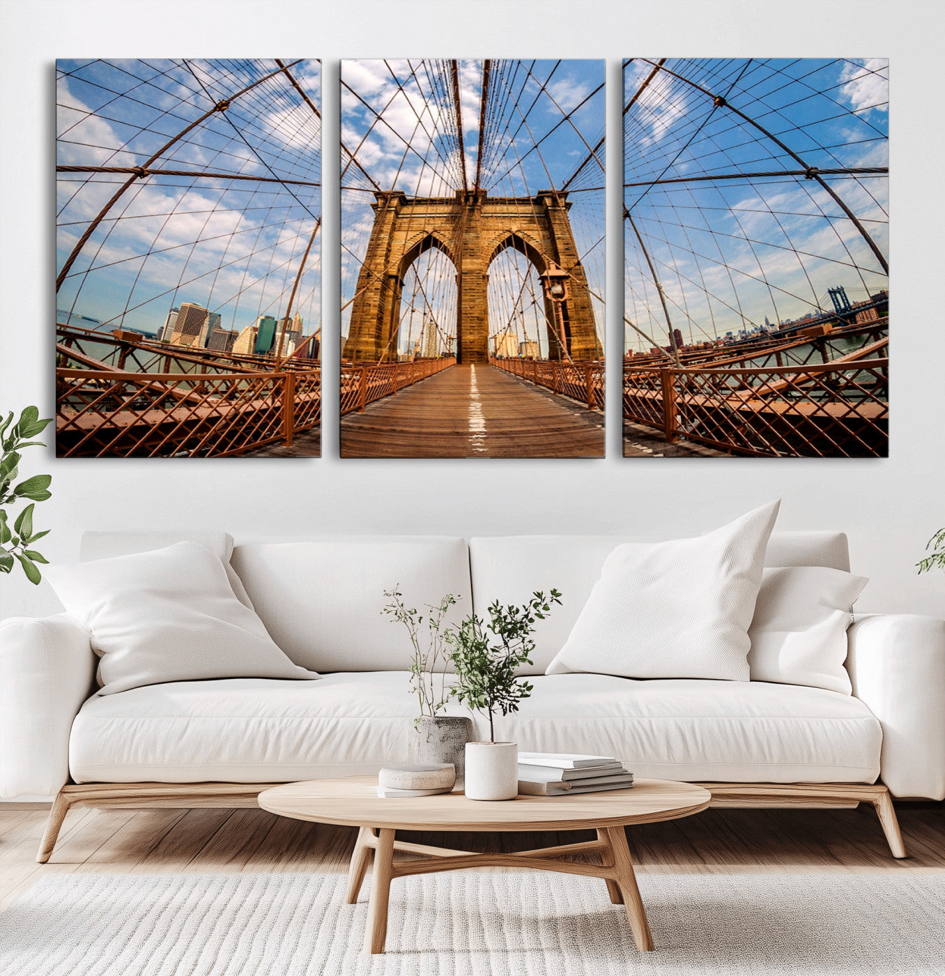 44467-MGV-CV-60X30-3P-Brooklyn Bridge Manhattan Wall Art Canvas Print