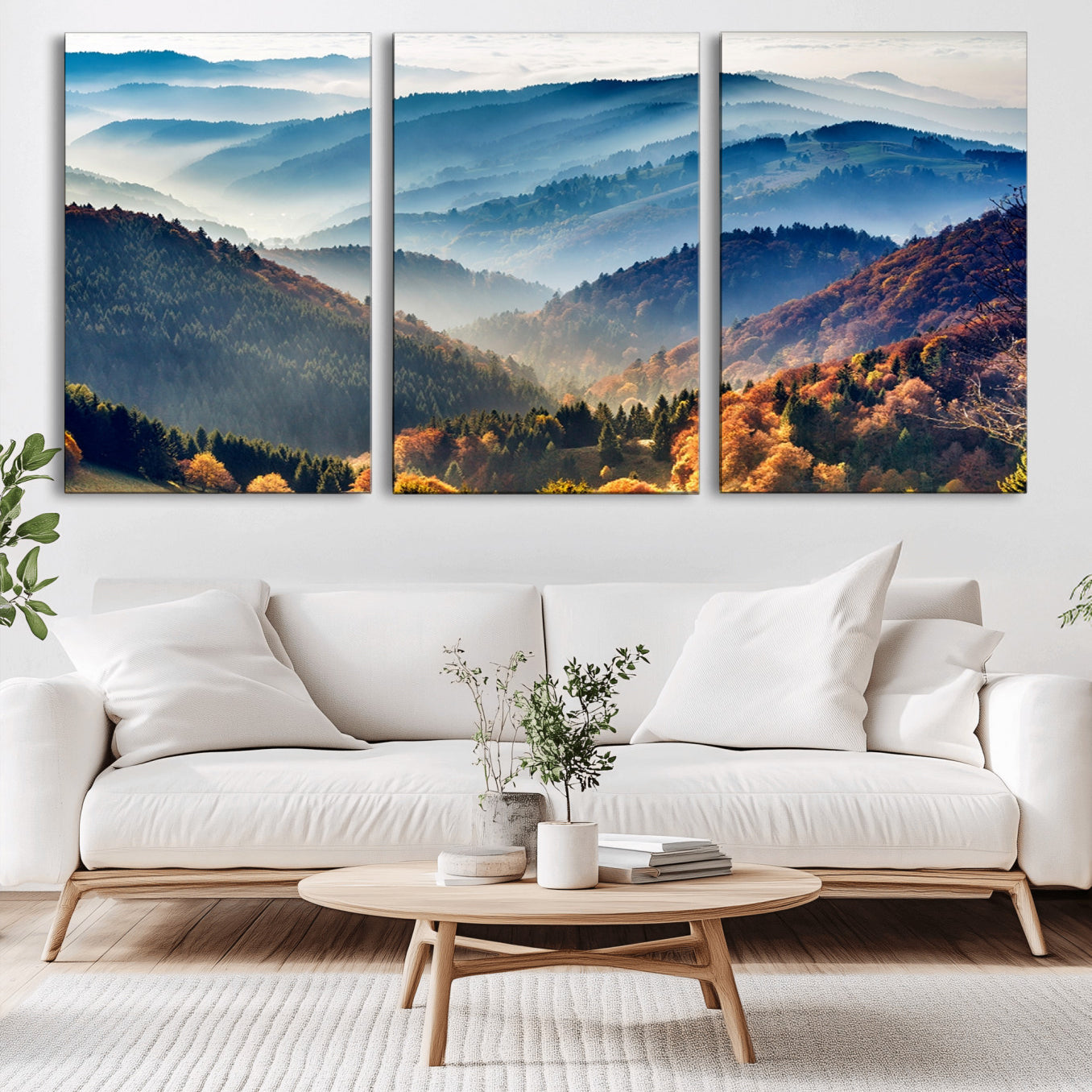 -Mountains Forest Autumn Wall Art Canvas Print