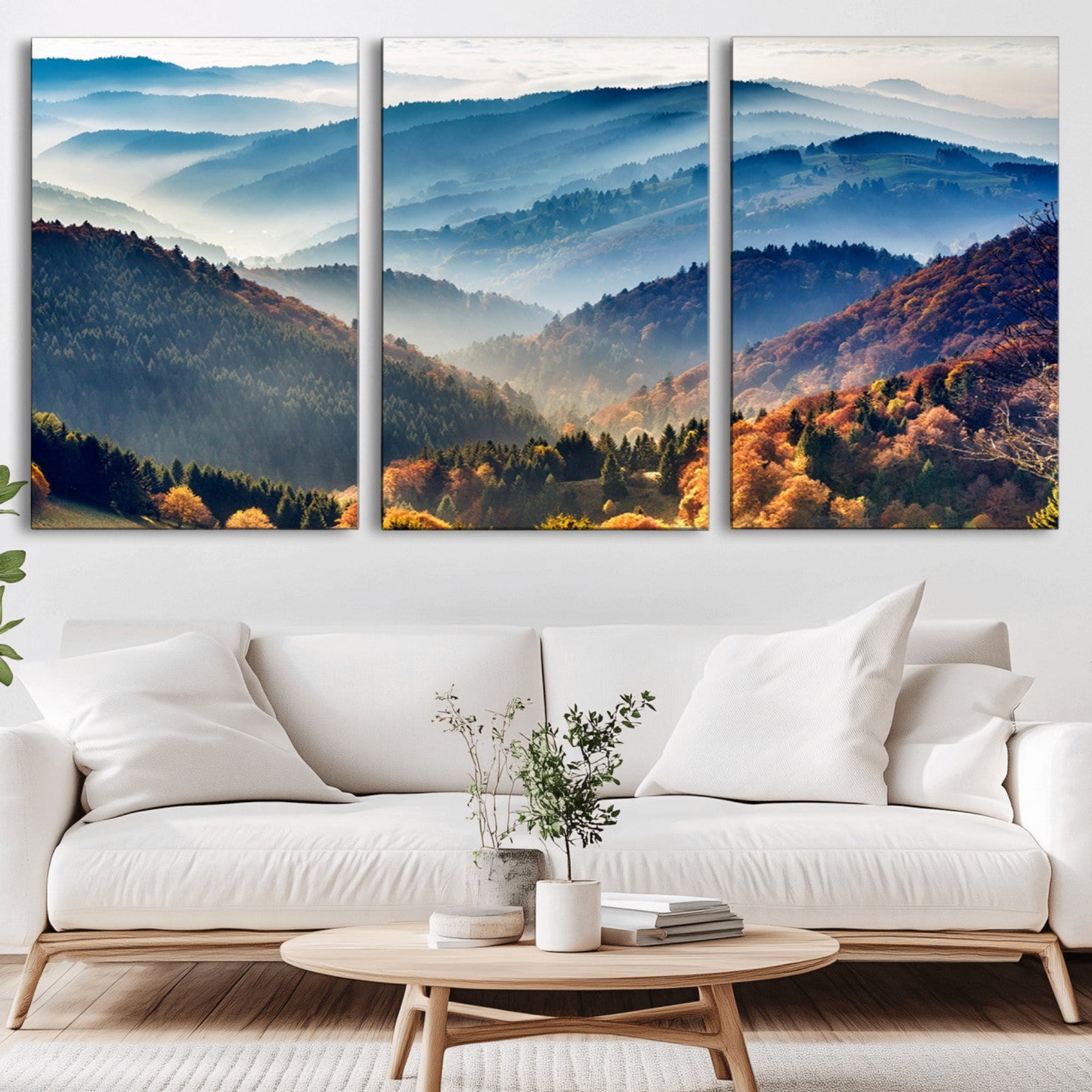 55372-MGV-CV-36X24-Mountains Forest Autumn Wall Art Canvas Print