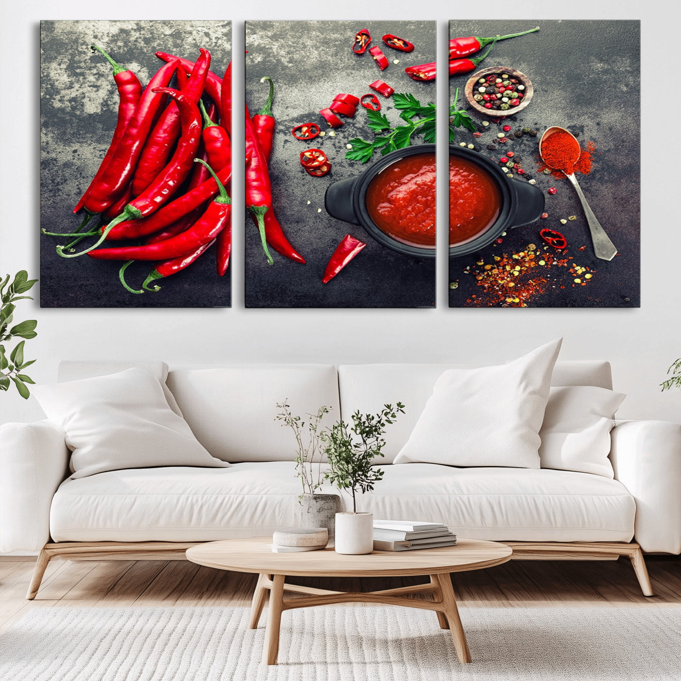-Red Pepper Kitchen and Restaurant Wall Wall Art, Red Pepper Kitchen Wall Decor Canvas Print