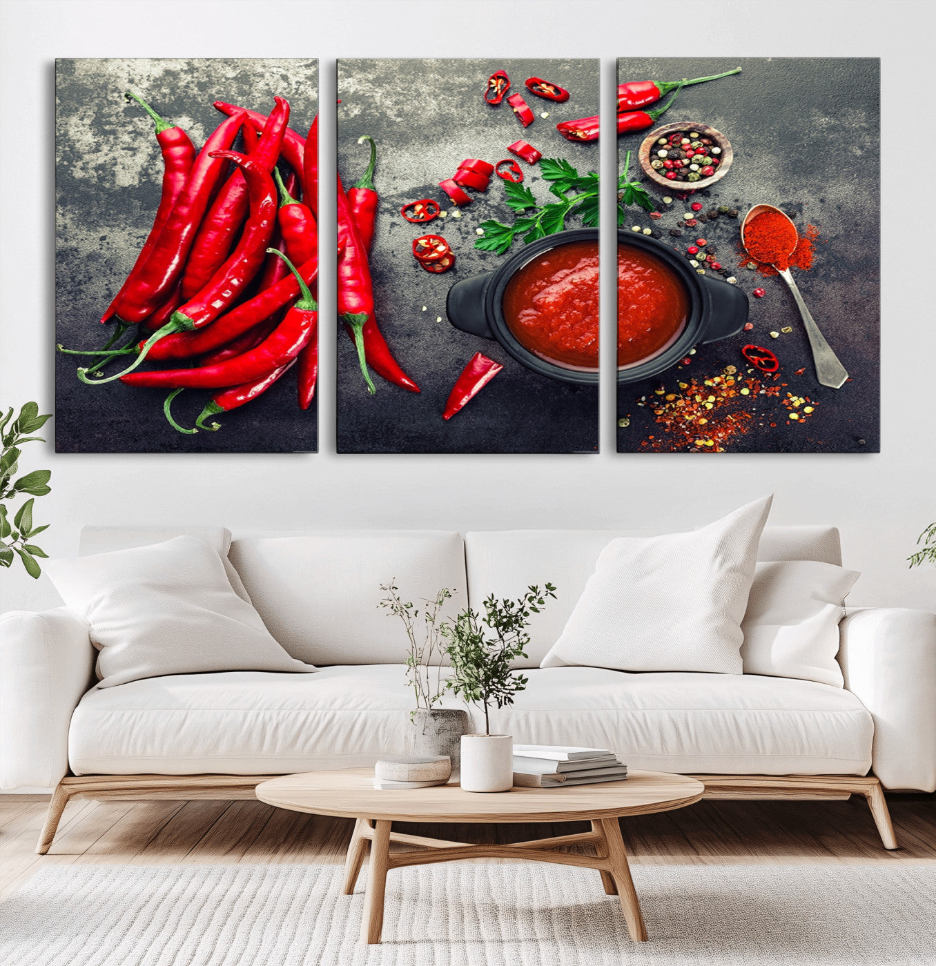 -Red Pepper Kitchen and Restaurant Wall Wall Art, Red Pepper Kitchen Wall Decor Canvas Print