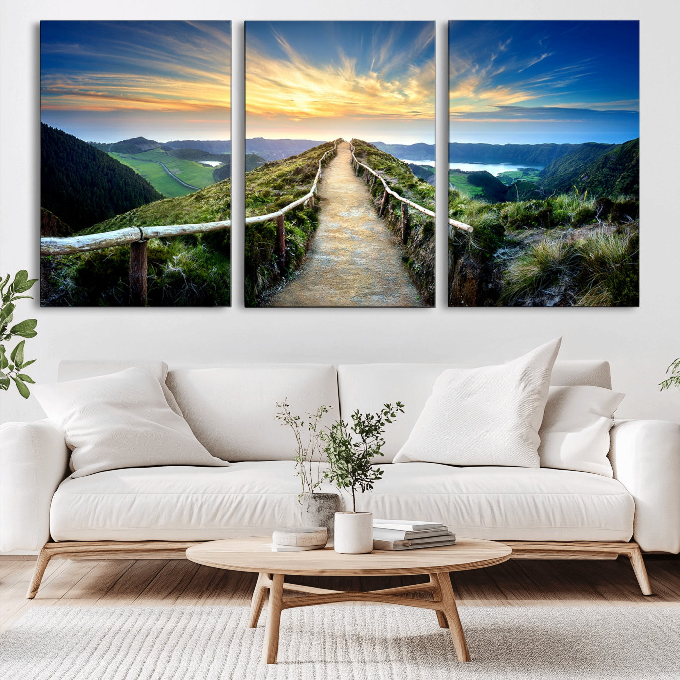 -Mountain and Sunset Wall Art Canvas Print