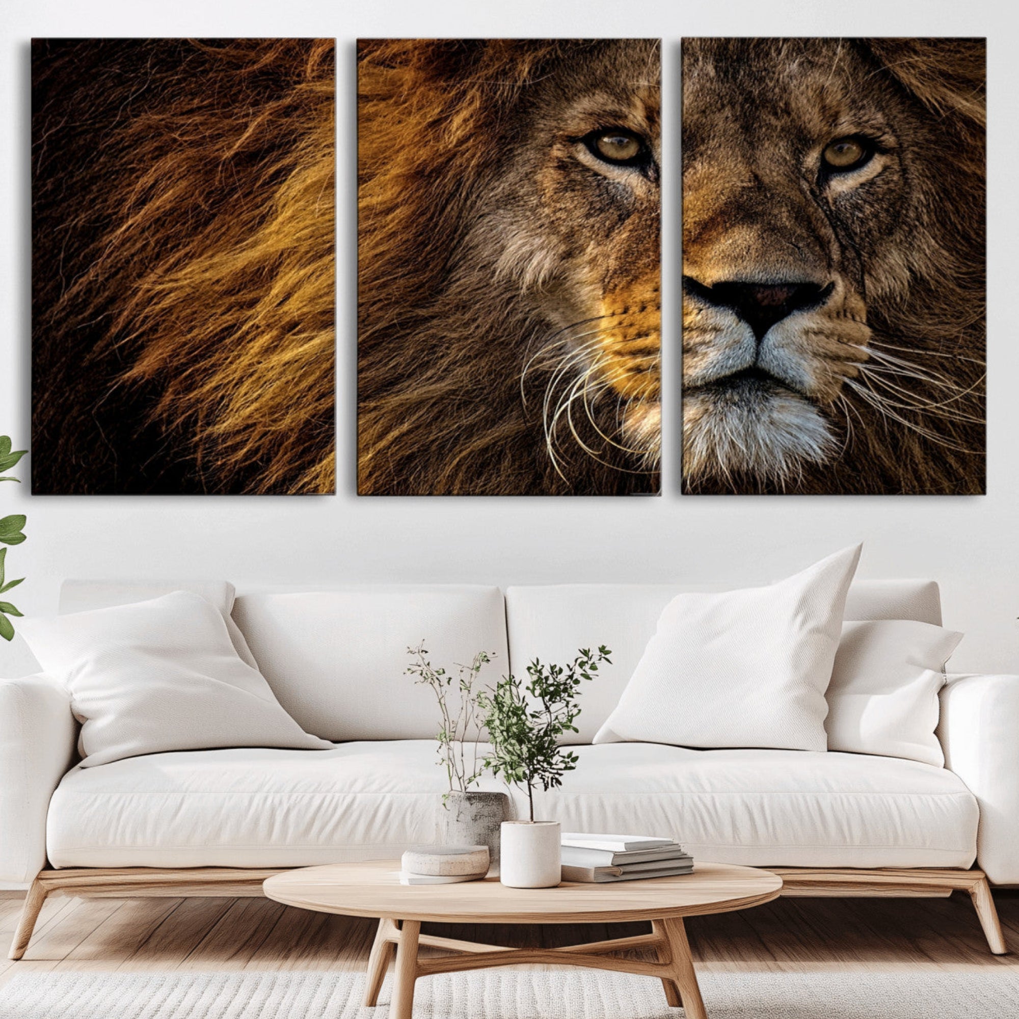 98665-MGV-CV-36X24-Mighty Lion Wall Art Canvas Print – Majestic Animal Portrait Artwork for Home, Office, Living Room, Guest Room