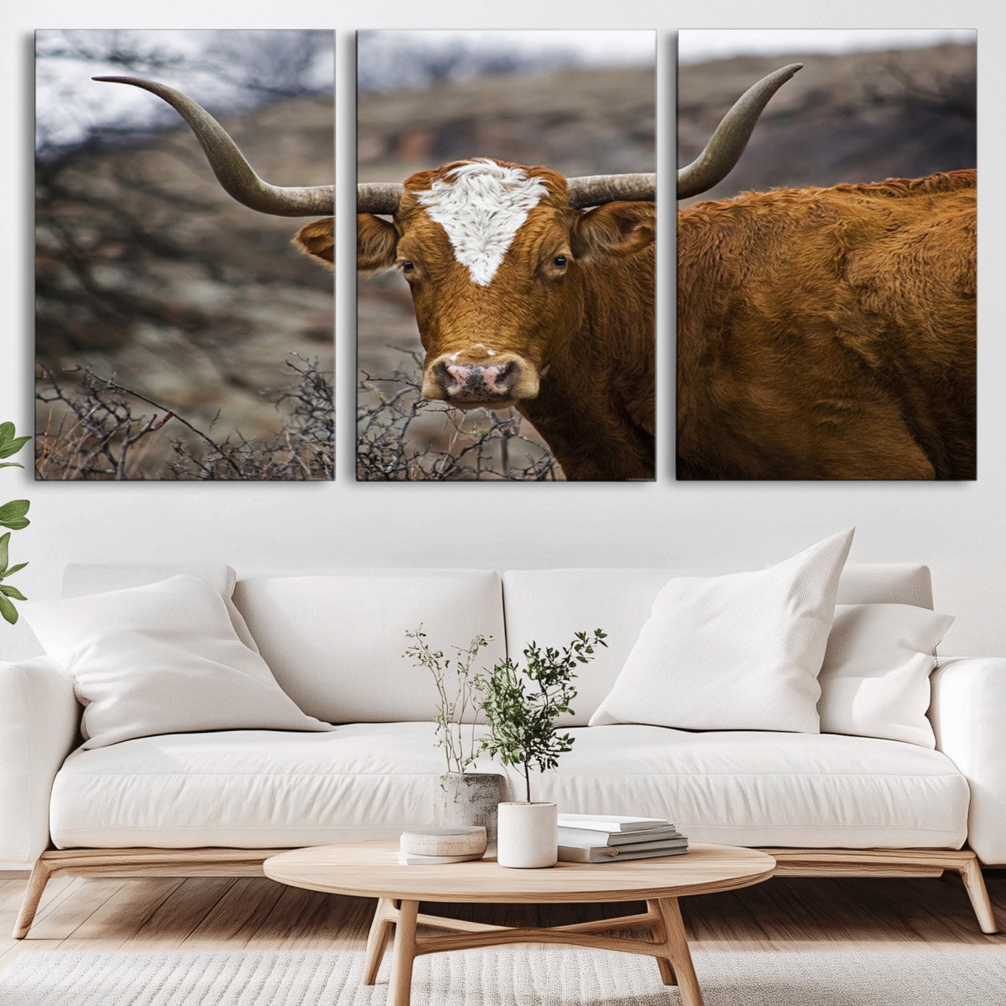 71797-MGV-CV-36X24-Framed Big Cow Animal Wall Art Canvas Print