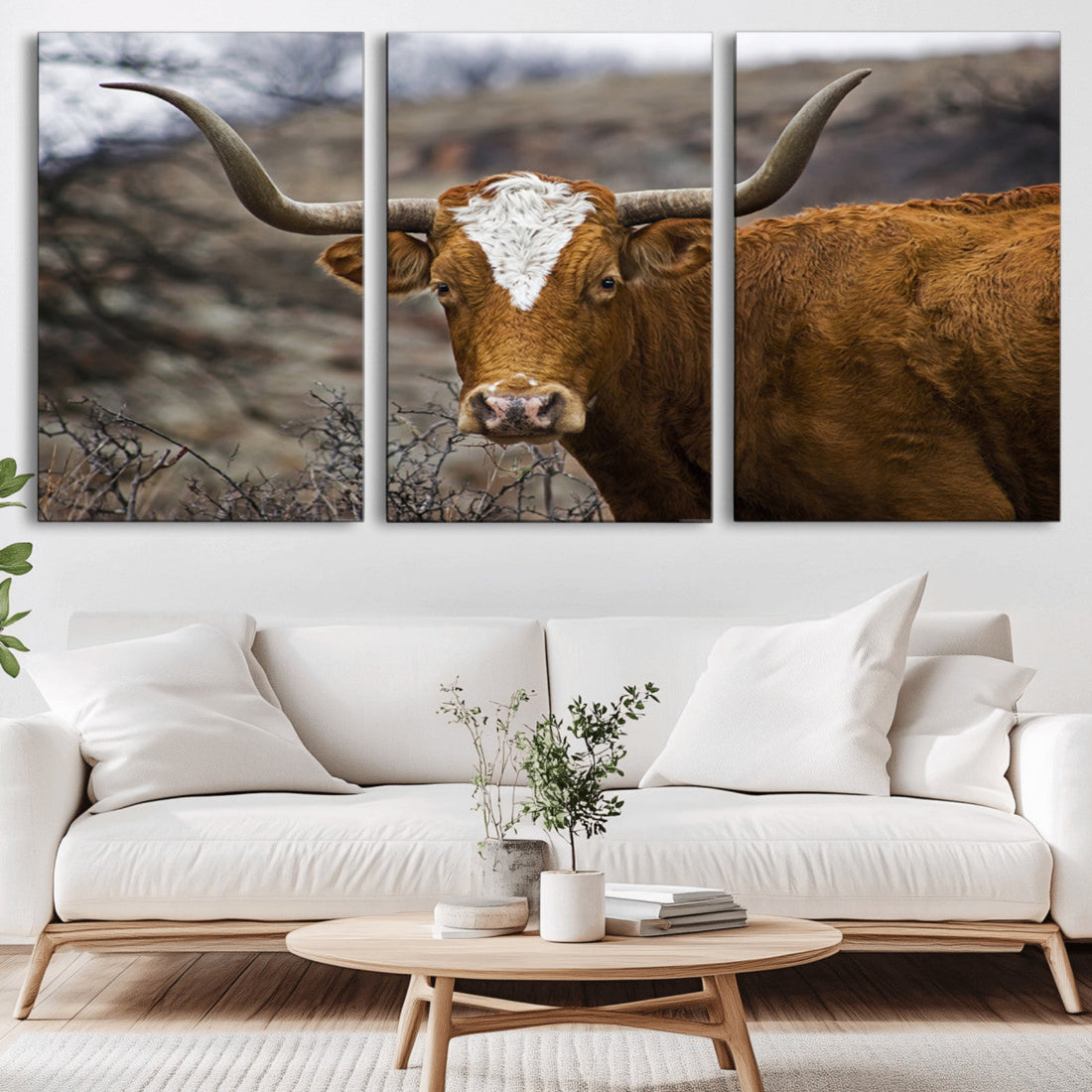 Framed Big Cow Animal Wall Art Canvas Print