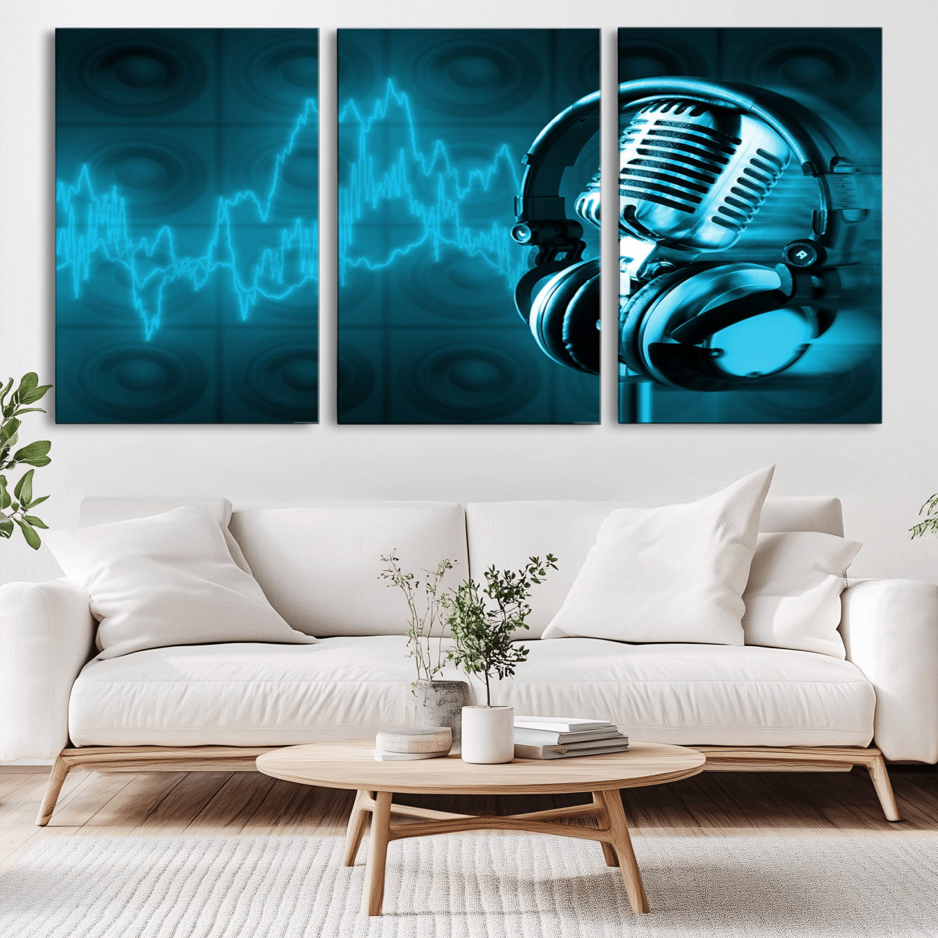 -Music and Microphone Wall Art Canvas Print