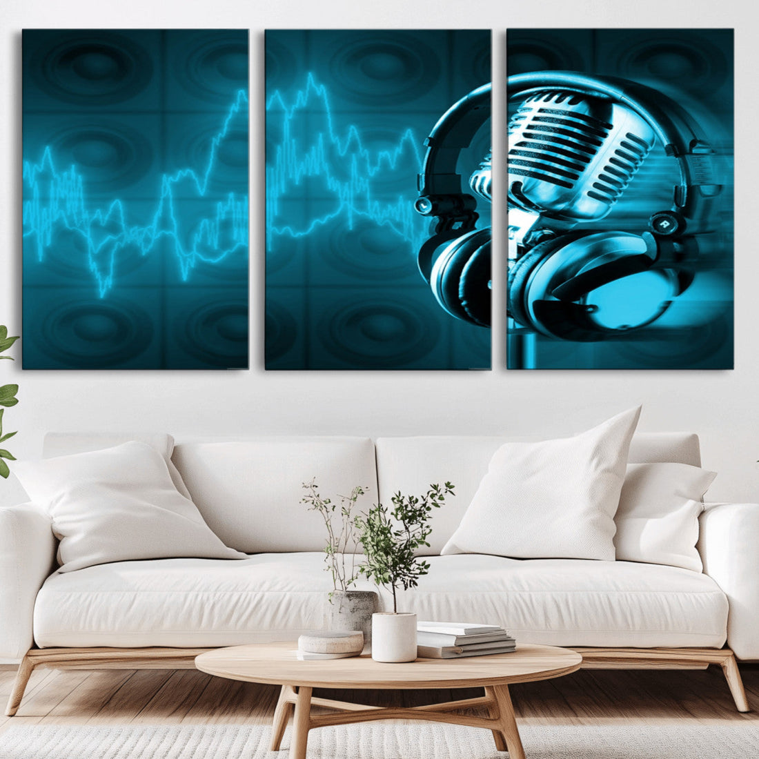 Music and Microphone Wall Art Canvas Print
