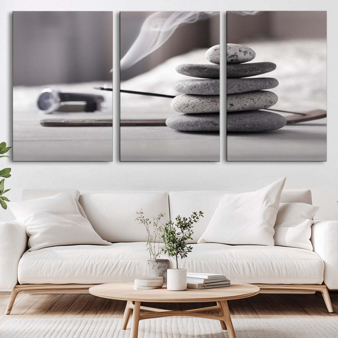 Burning Incense and Zen Stones Buddhism Wall Art | Zen Meditation Canvas Print