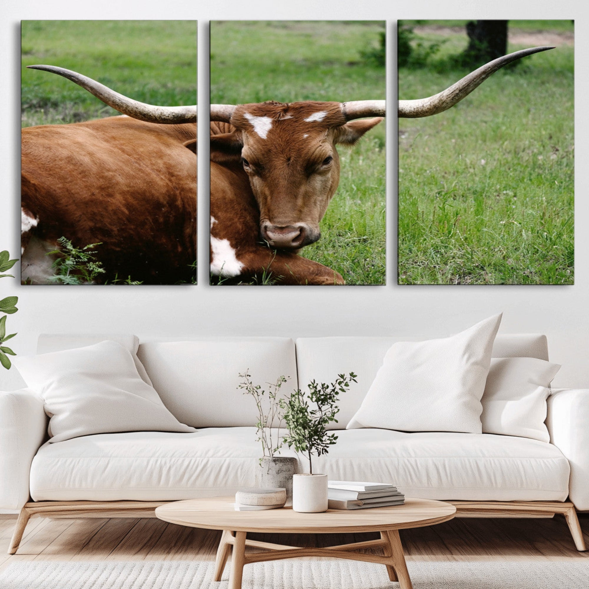 45997-MGV-CV-36X24-Longhorn Cow Animal Wall Art Canvas Print