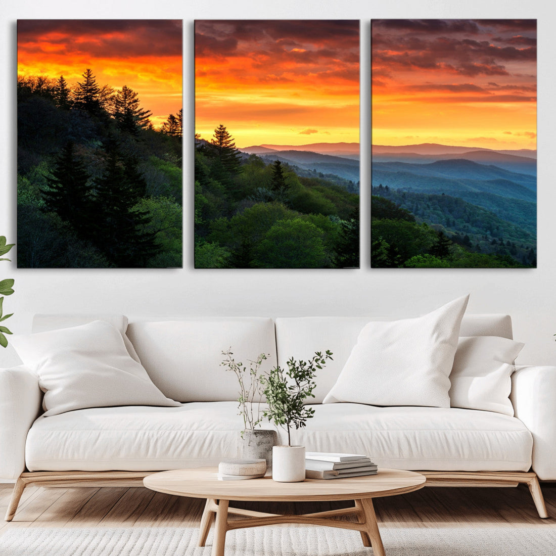 Forest Landscape Wall Art | Forest Sunset Canvas Print