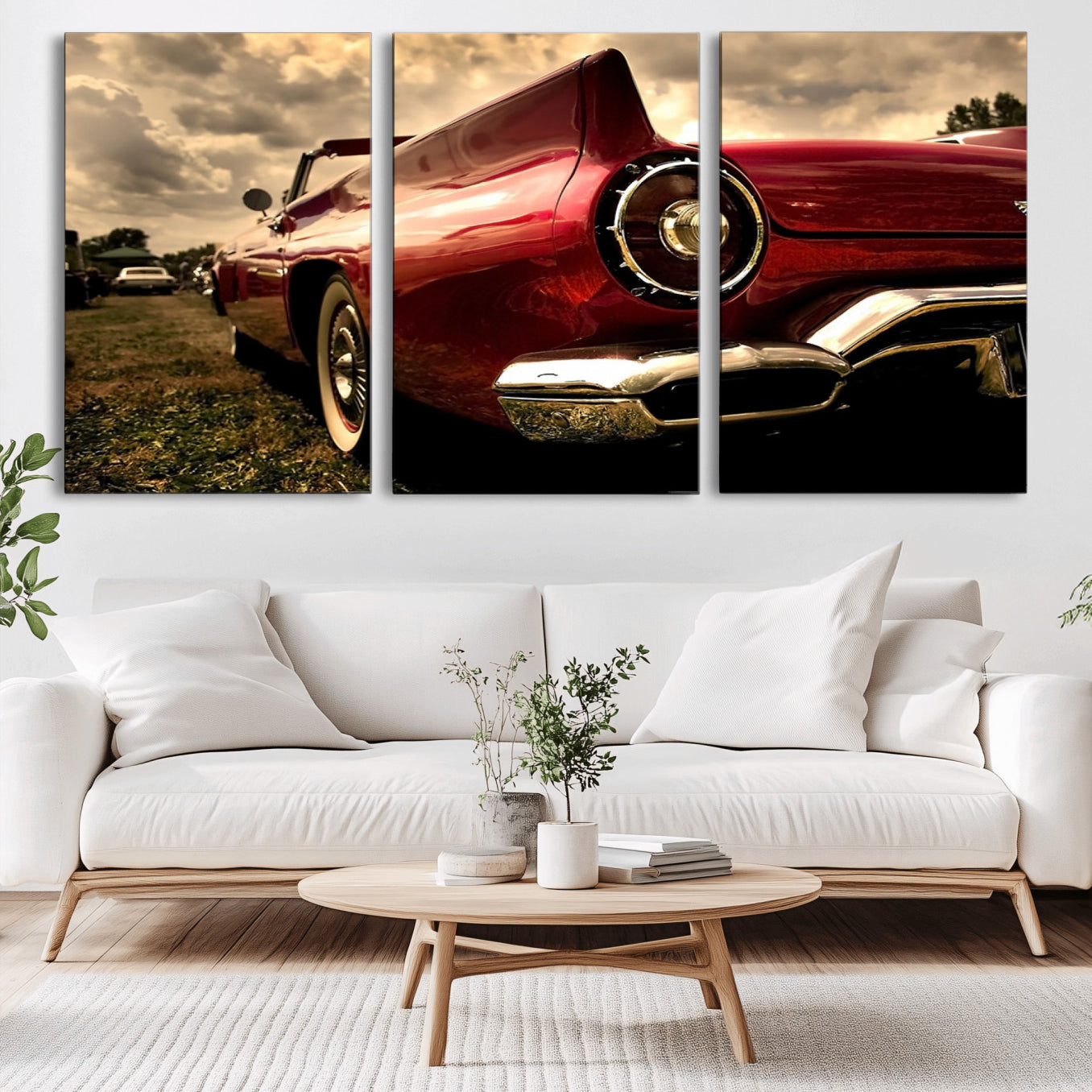 -Red Classic Car Wall Art Canvas Print