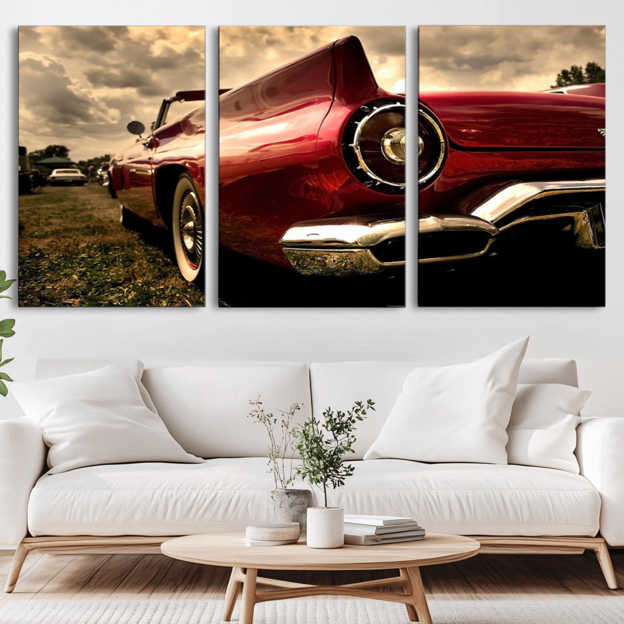 60259-MGV-CV-36X24-Red Classic Car Wall Art Canvas Print