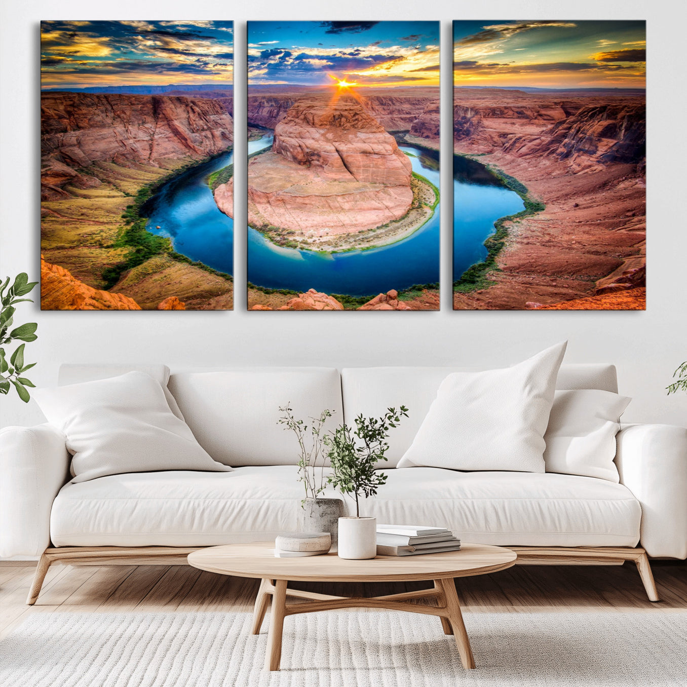 -Sunset on the Horseshoe Bend Grand Canyon, Horseshoe Bend Grand Canyon Canvas Wall Art Print
