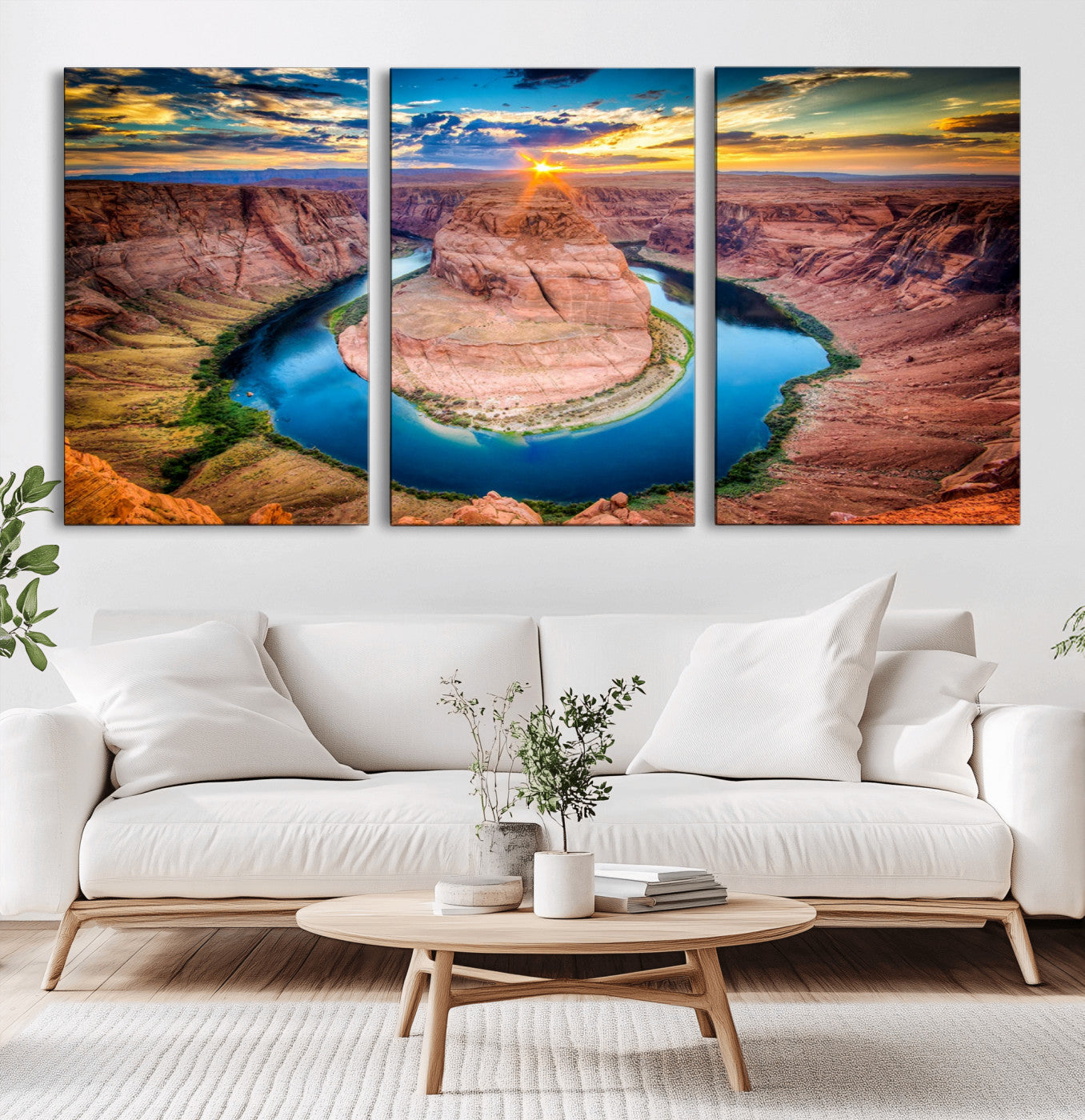 -Sunset on the Horseshoe Bend Grand Canyon, Horseshoe Bend Grand Canyon Canvas Wall Art Print