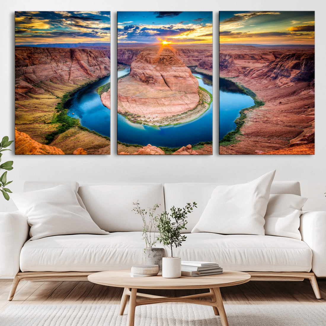 Sunset on the Horseshoe Bend Grand Canyon | Horseshoe Bend Canvas Wall Art Print