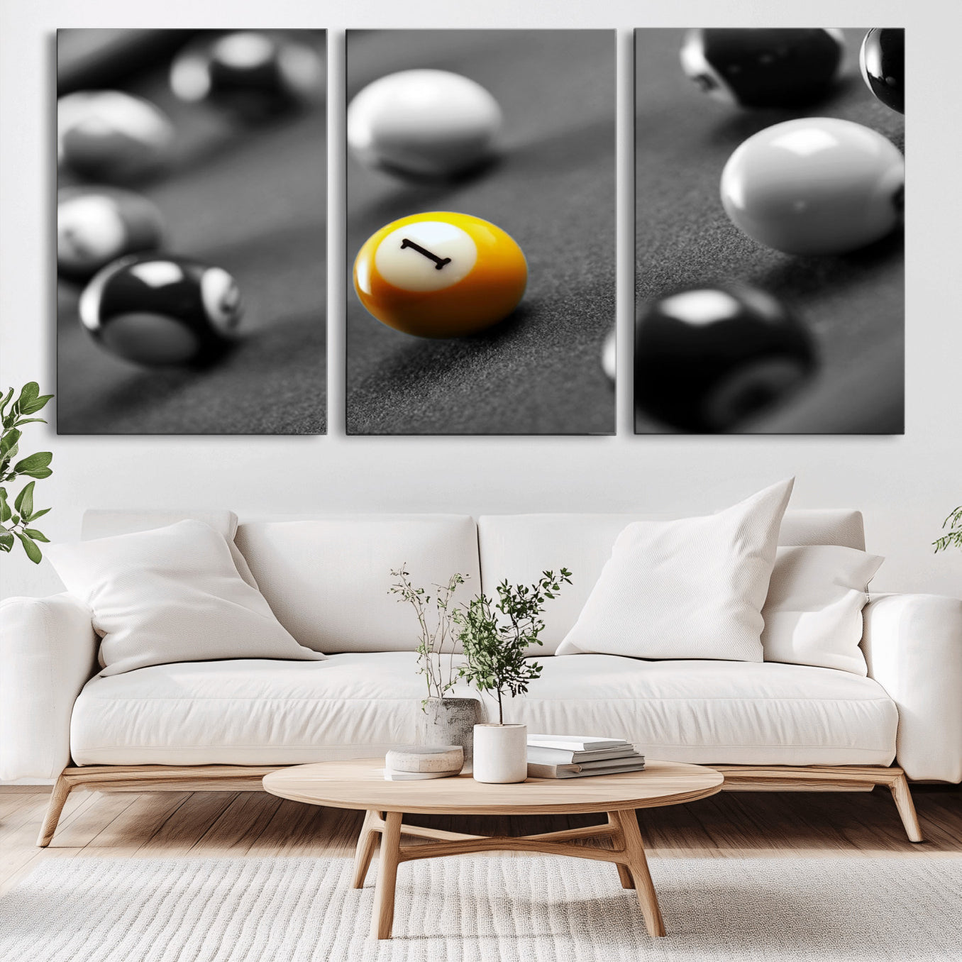 -Wall Art Pool Table and Balls Canvas Print
