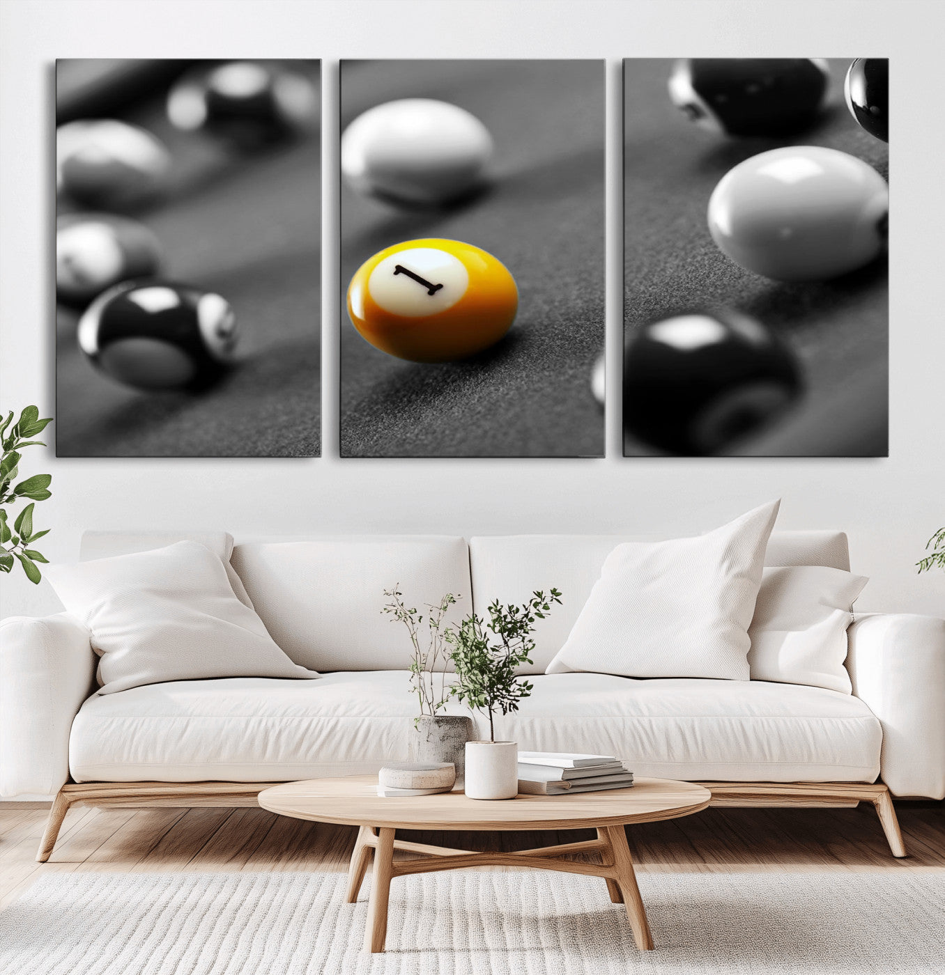 -Wall Art Pool Table and Balls Canvas Print