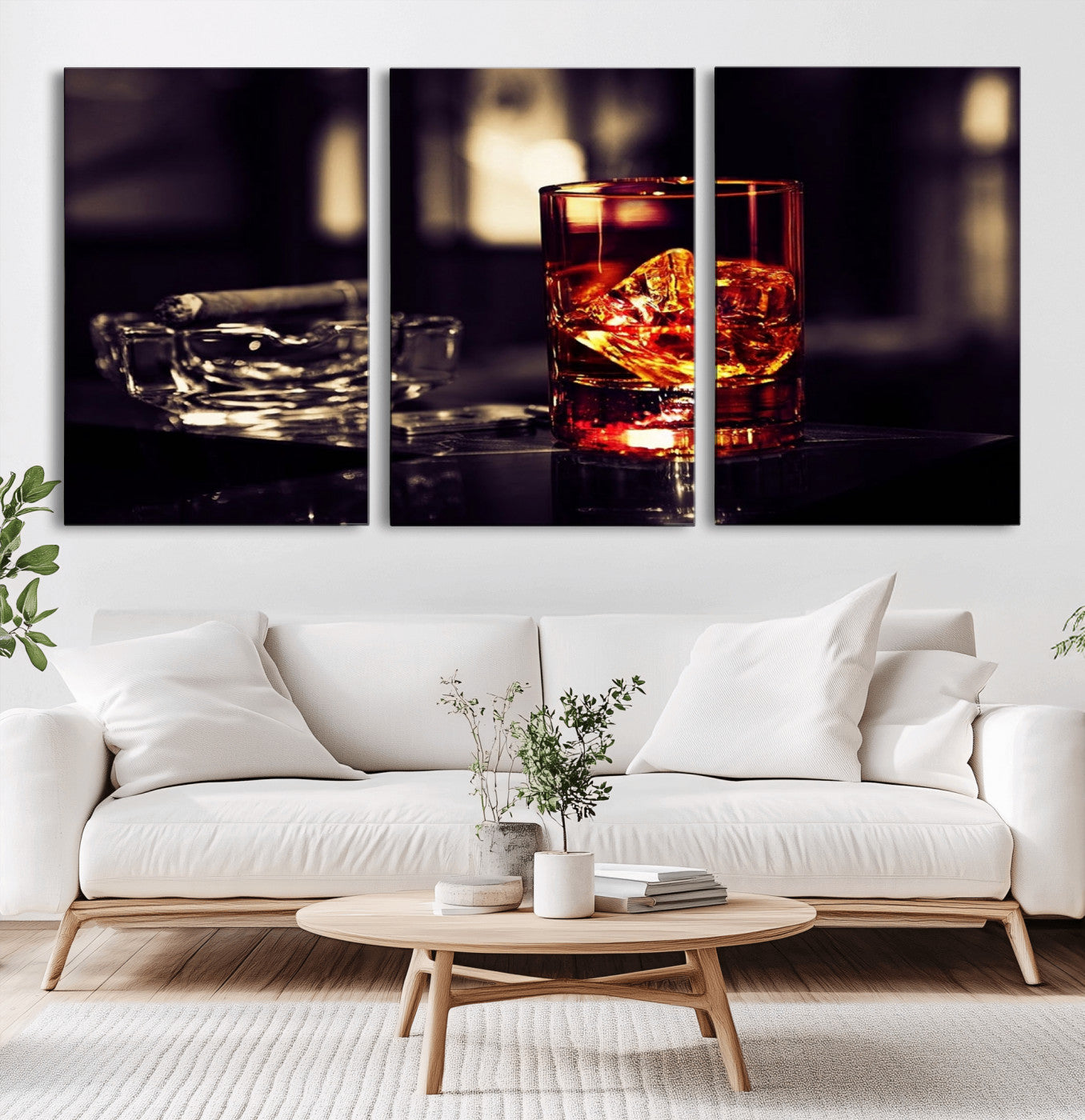 40315-MGV-CV-36X24-Whiskey and Cigar Canvas – Luxurious Wall Art for Home or Bar – Glass and Cigar Scene Print Canvas