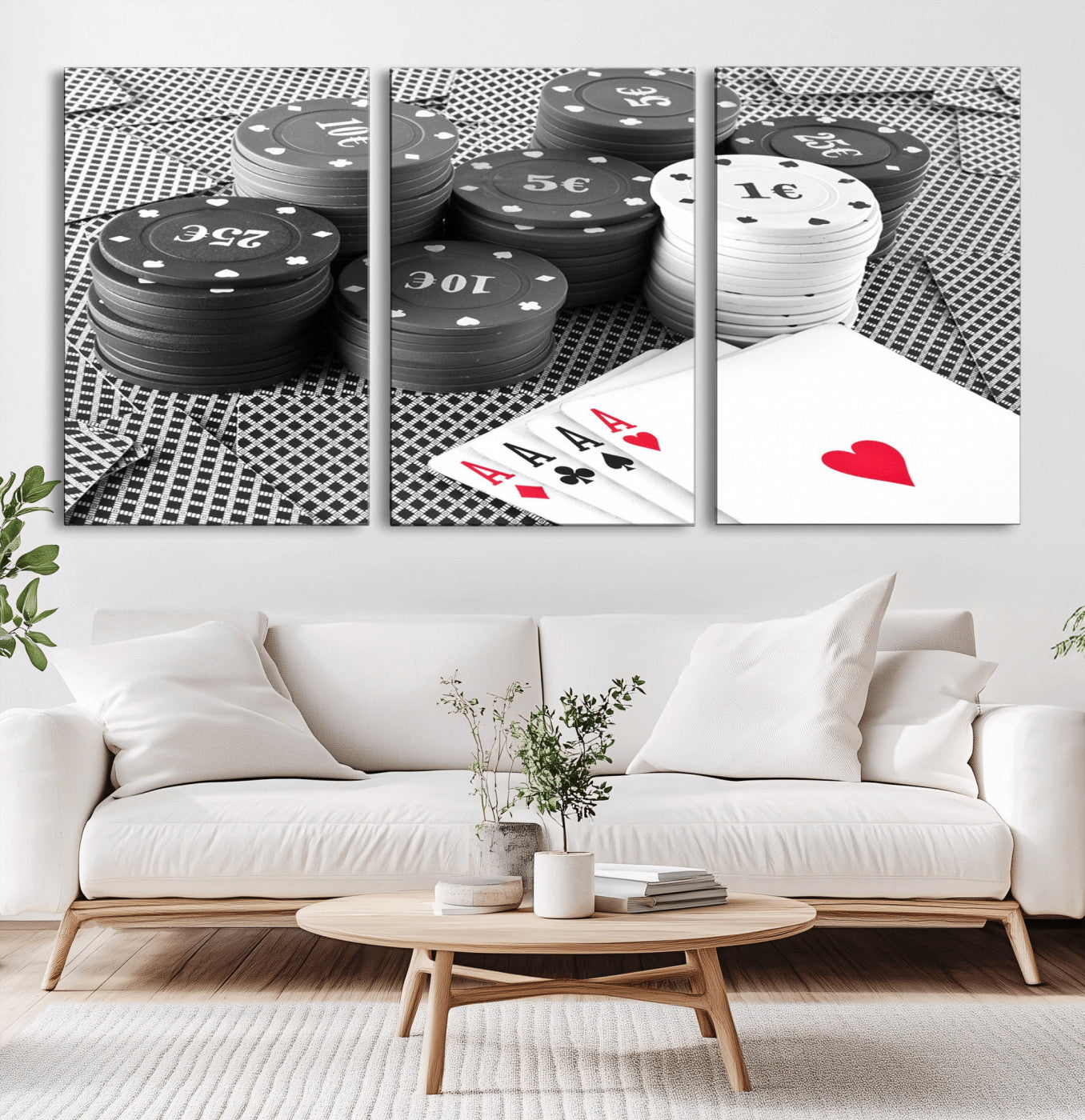 47531-MGV-CV-36X24-Poker Game Cards Wall Art Canvas, Multi Panel Wall Art Canvas Print