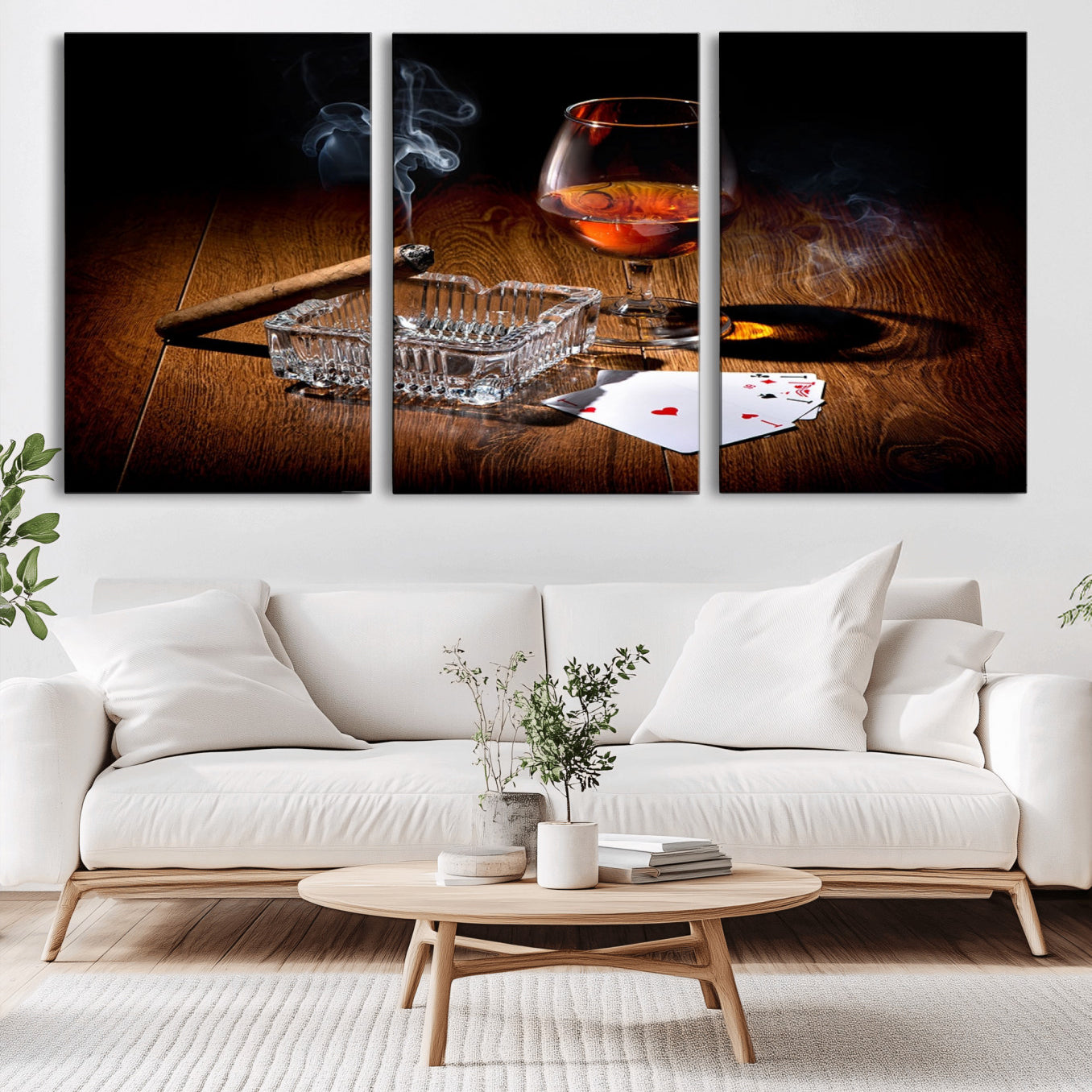 -Whiskey Cigar Wall Art Canvas Print Kitchen Wall
