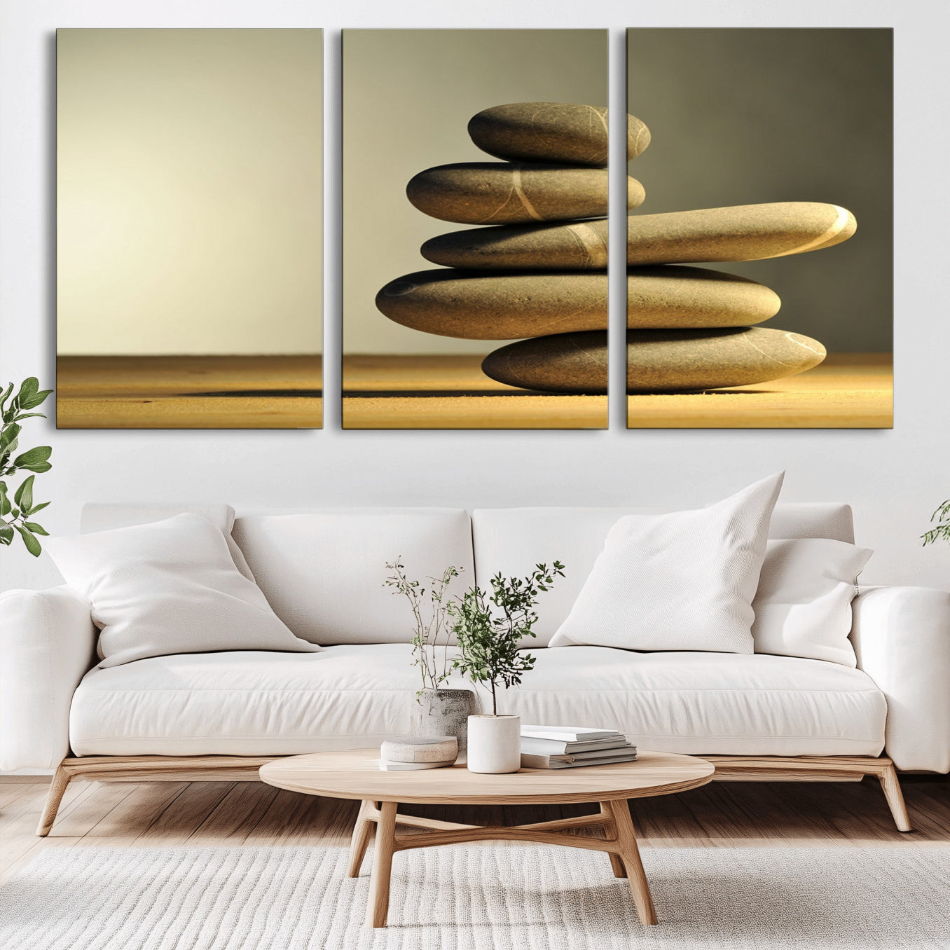 -Fluvial Zen Stones Canvas Wall Art Print
