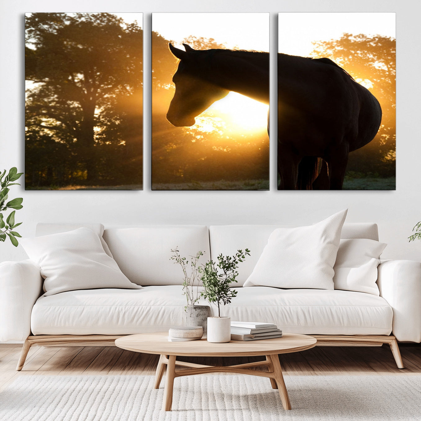 -Horse at Sunset Wall Art Animal Canvas Print