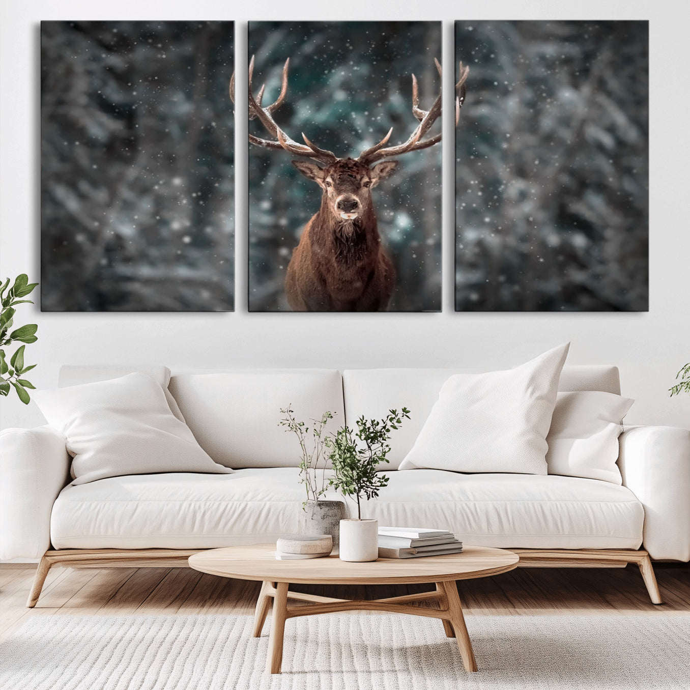 -Wall Art Deer Art Animal Canvas, Framed Wall Art Deer Canvas Print