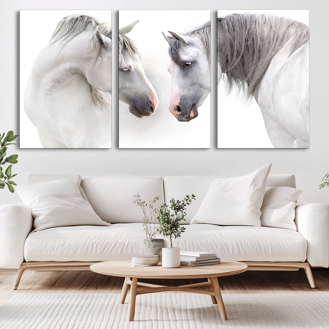 -White Horse Wall Art Animal Canvas Print
