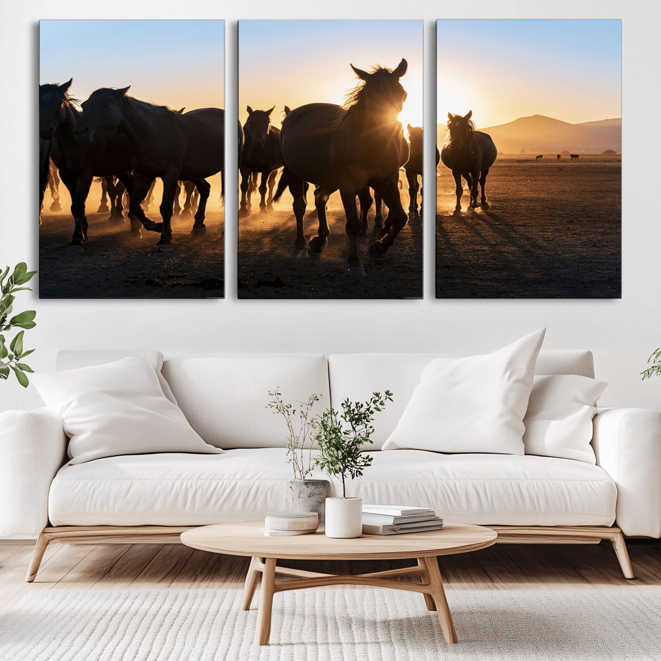 -Horse Herd Wall Art Animal Canvas Print