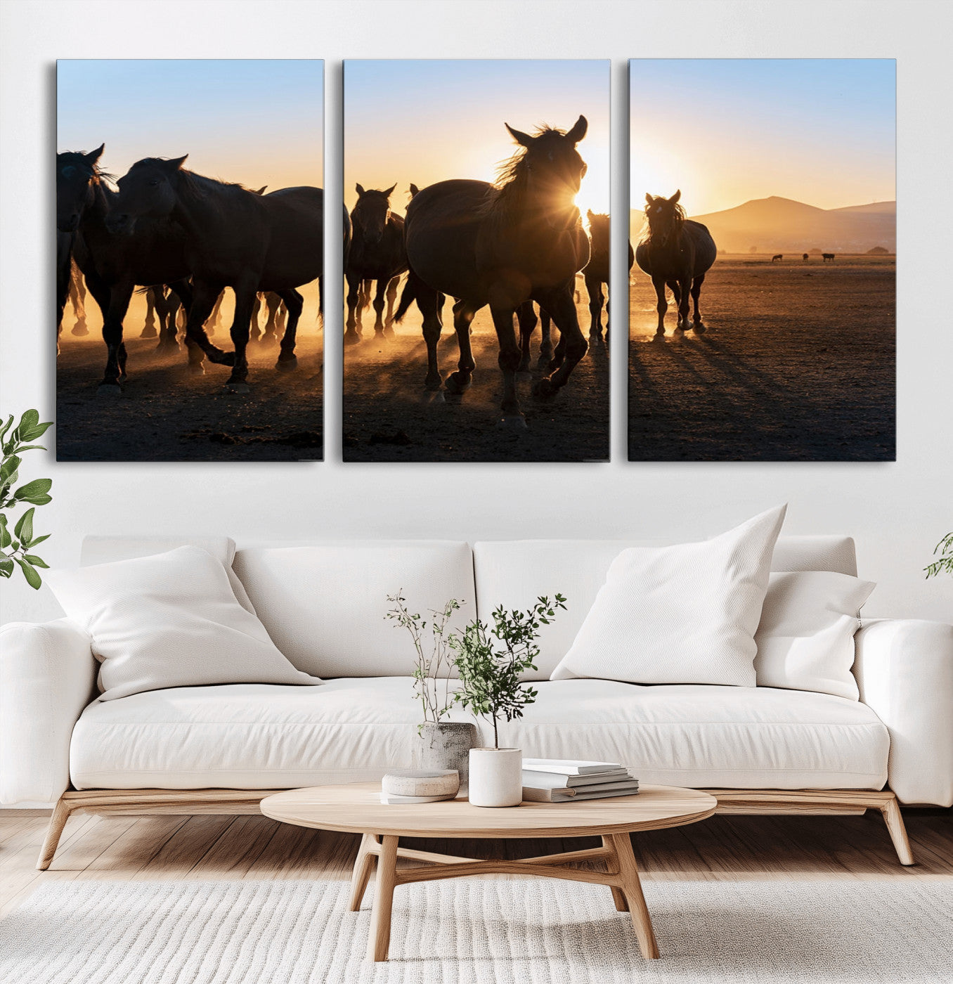 -Horse Herd Wall Art Animal Canvas Print