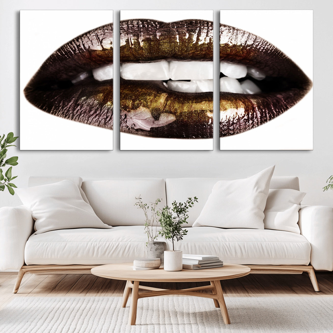-Close Up Lips Wall Art Canvas Print