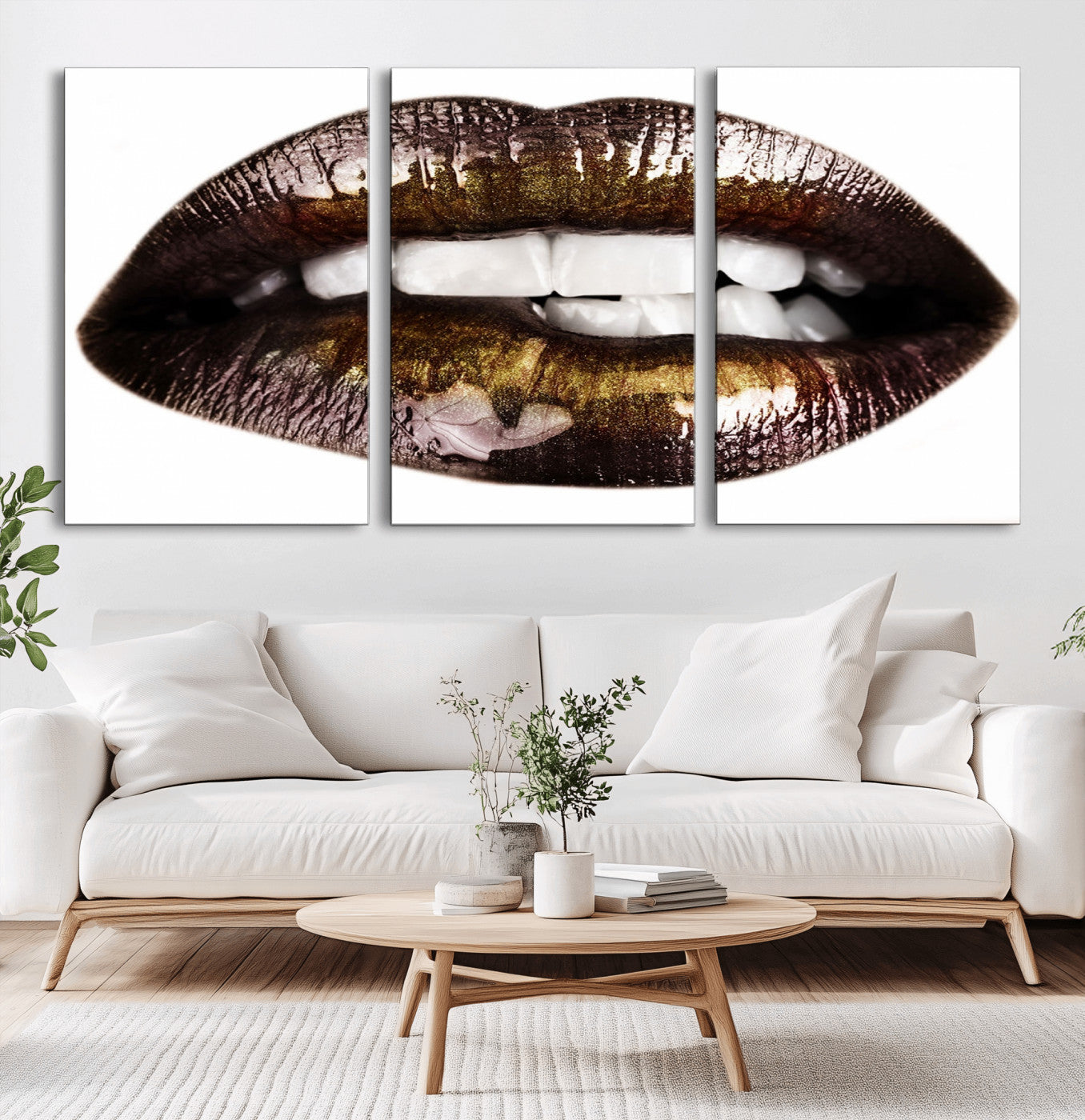 -Close Up Lips Wall Art Canvas Print