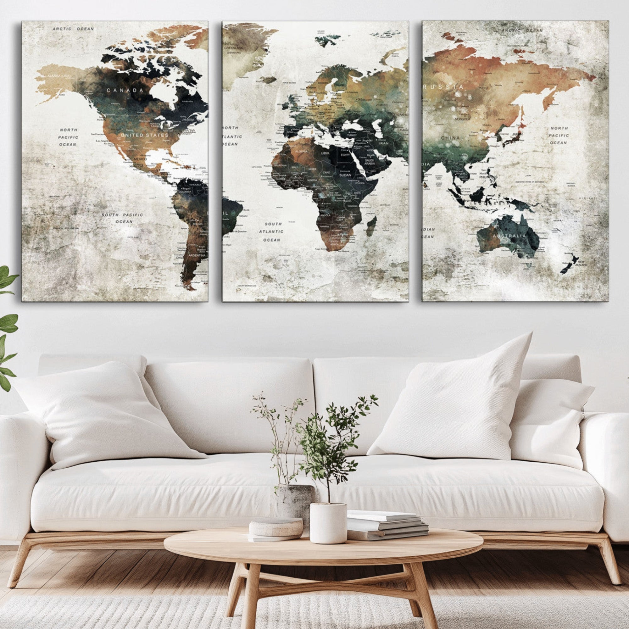 19444-MGV-CV-36X24-Push Pin World Map Canvas Print – Travel Tracker Wall Art for Couples, Perfect Anniversary Gift for Home or Office Decor